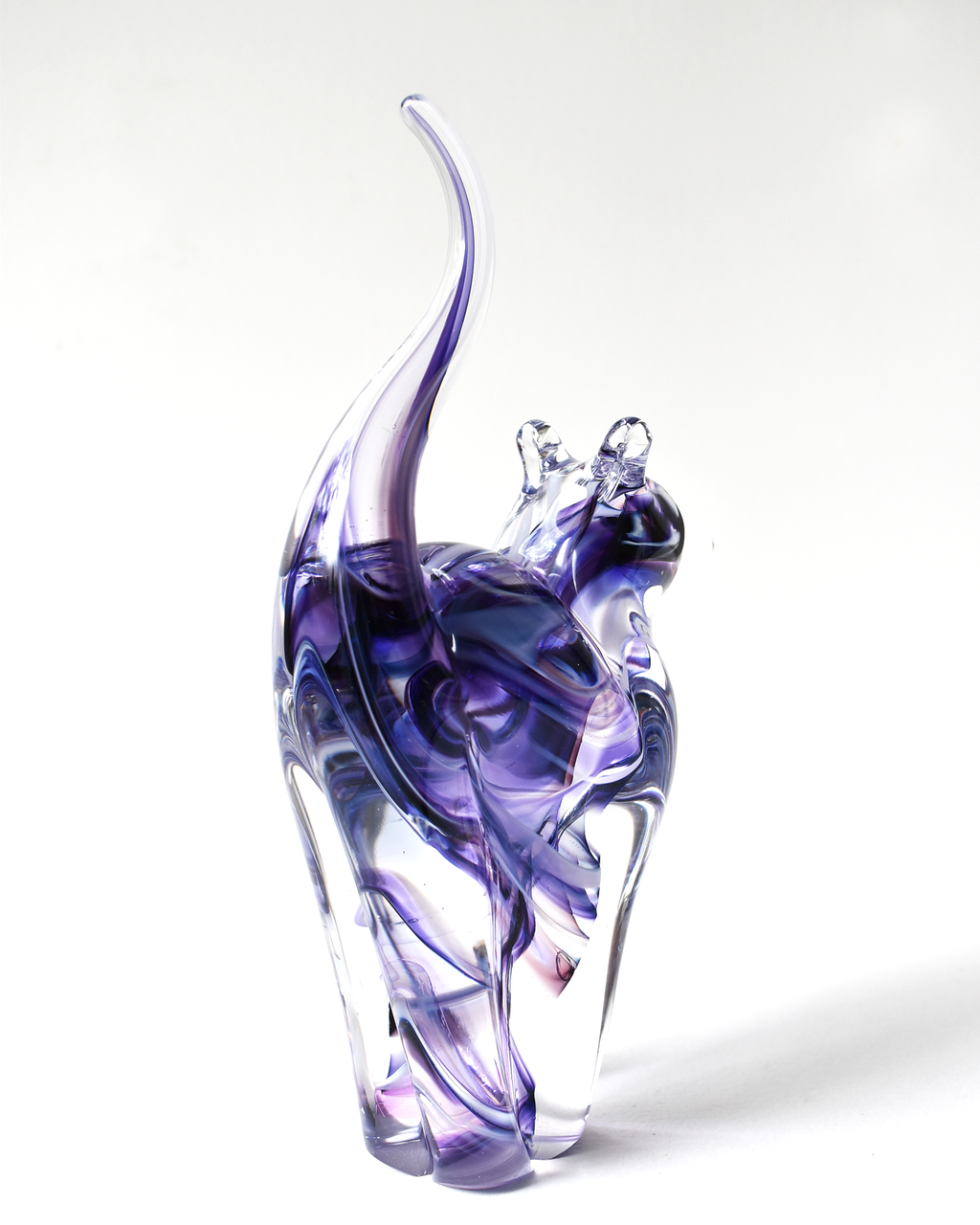 Purple Watercolour Glass Cat (M)