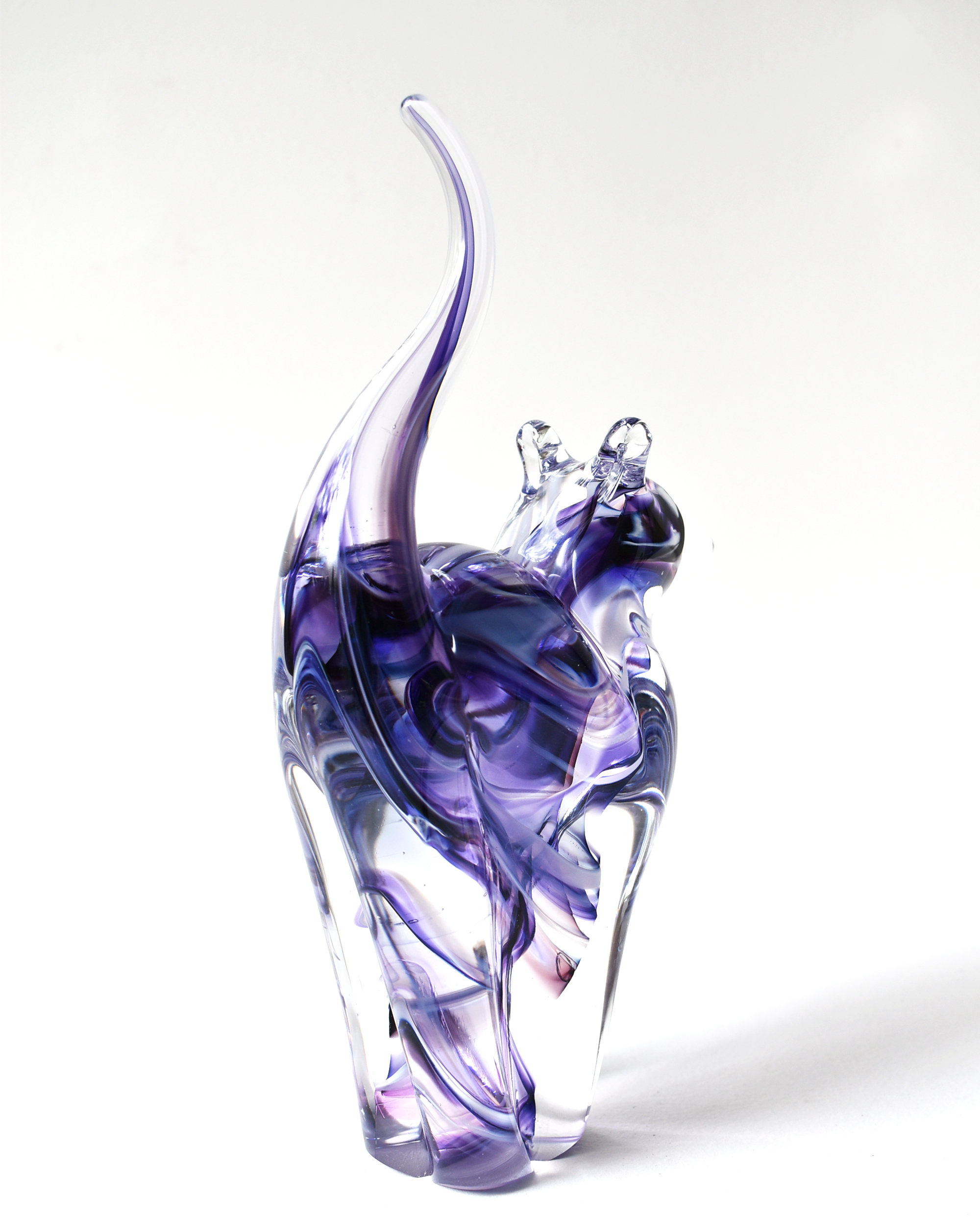 Purple Watercolour Glass Cat (M)