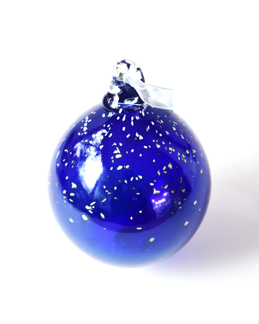 Metallic "Snow Flurry" Mouthblown Glass Bauble