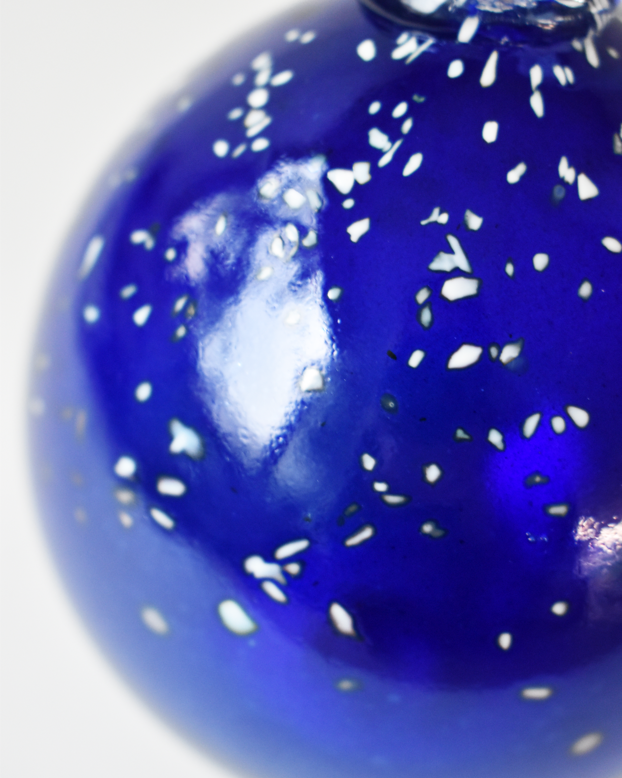 Metallic "Snow Flurry" Mouthblown Glass Bauble