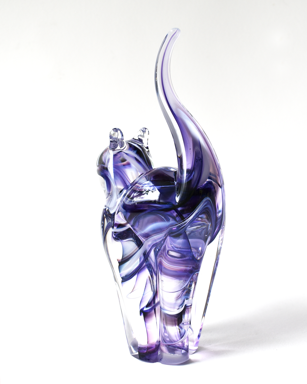 Purple Watercolour Glass Cat (M)