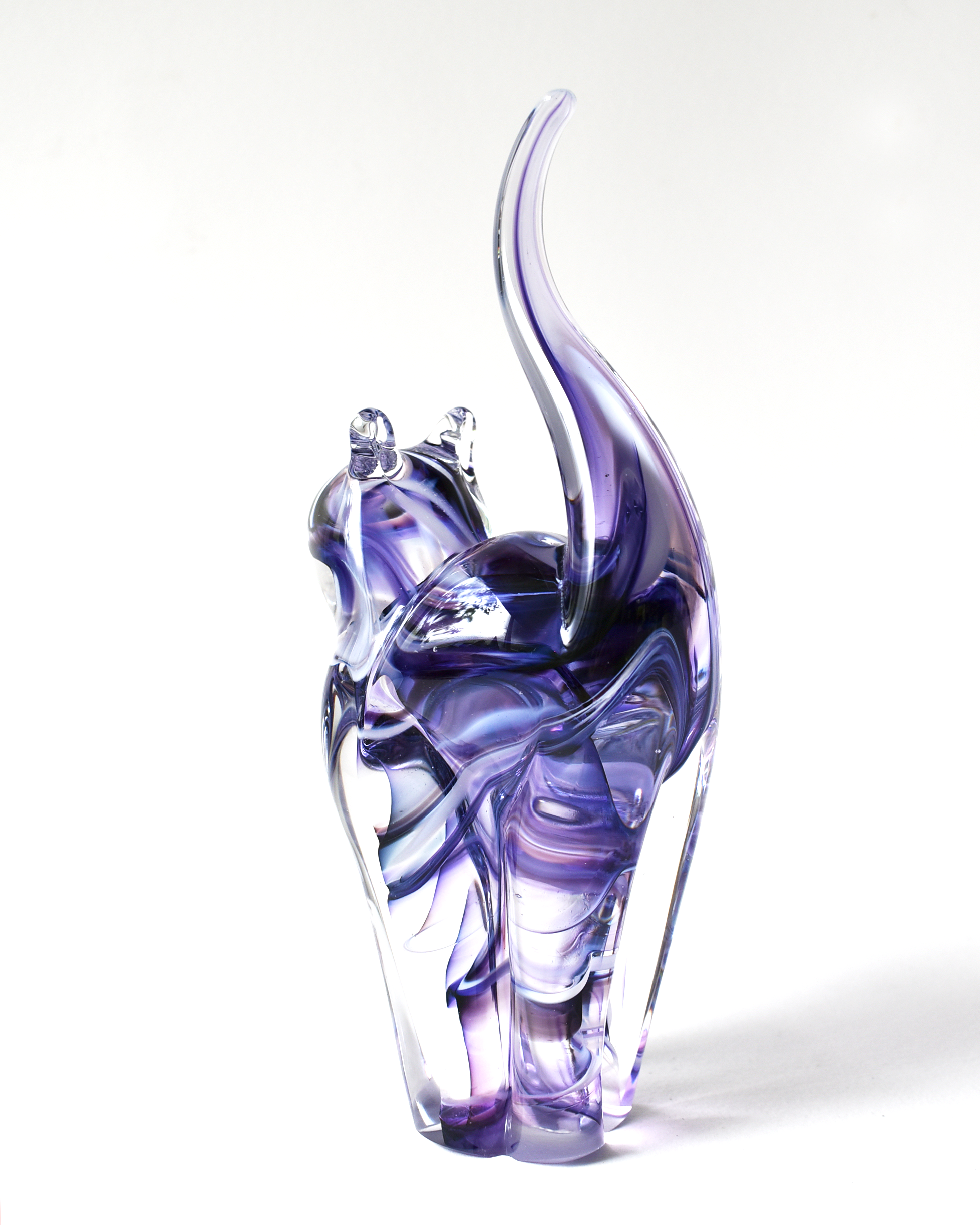Purple Watercolour Glass Cat (M)