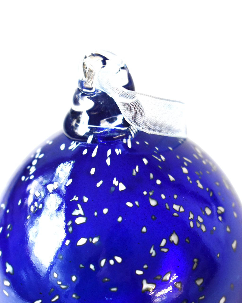Metallic "Snow Flurry" Mouthblown Glass Bauble