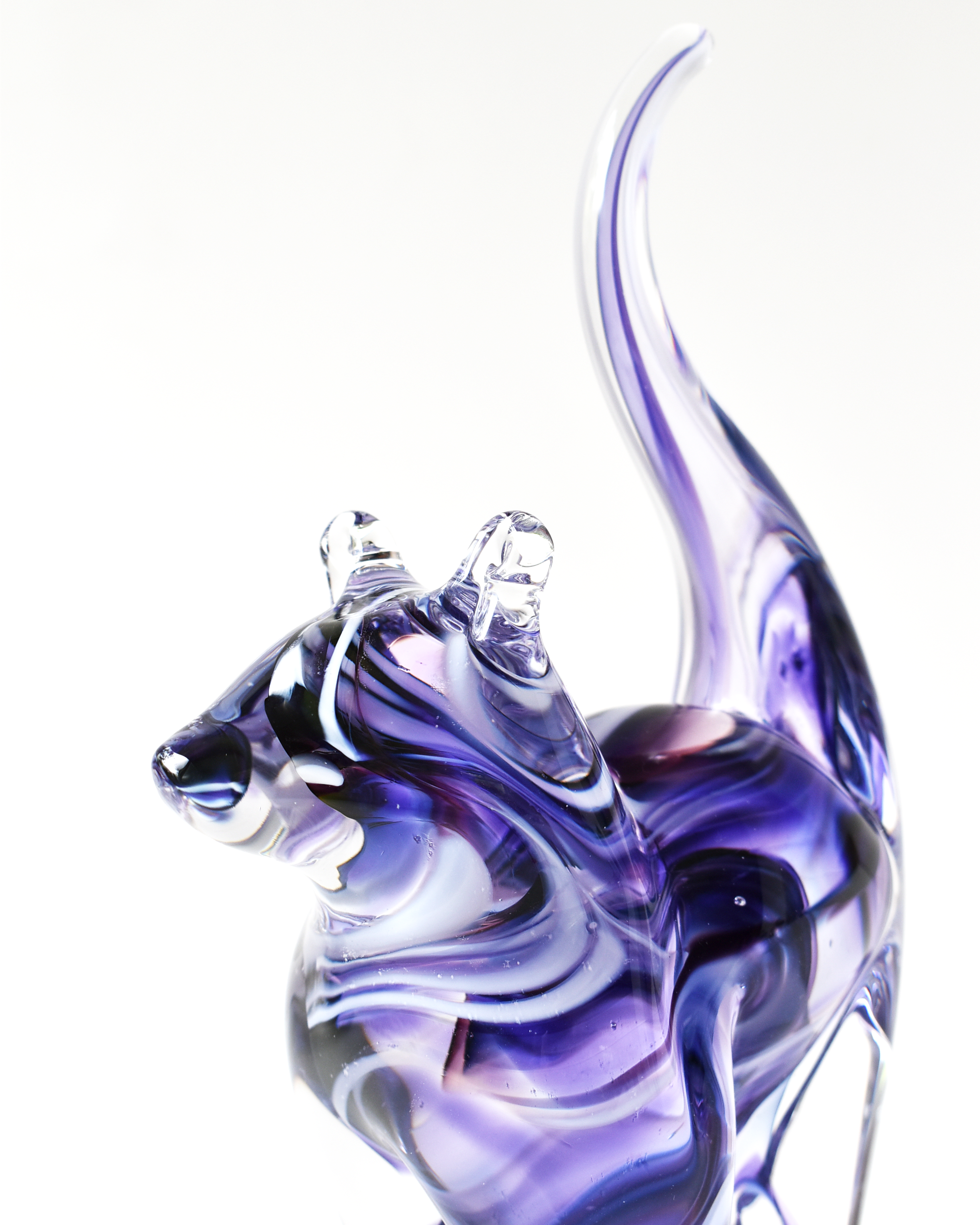 Purple Watercolour Glass Cat (M)