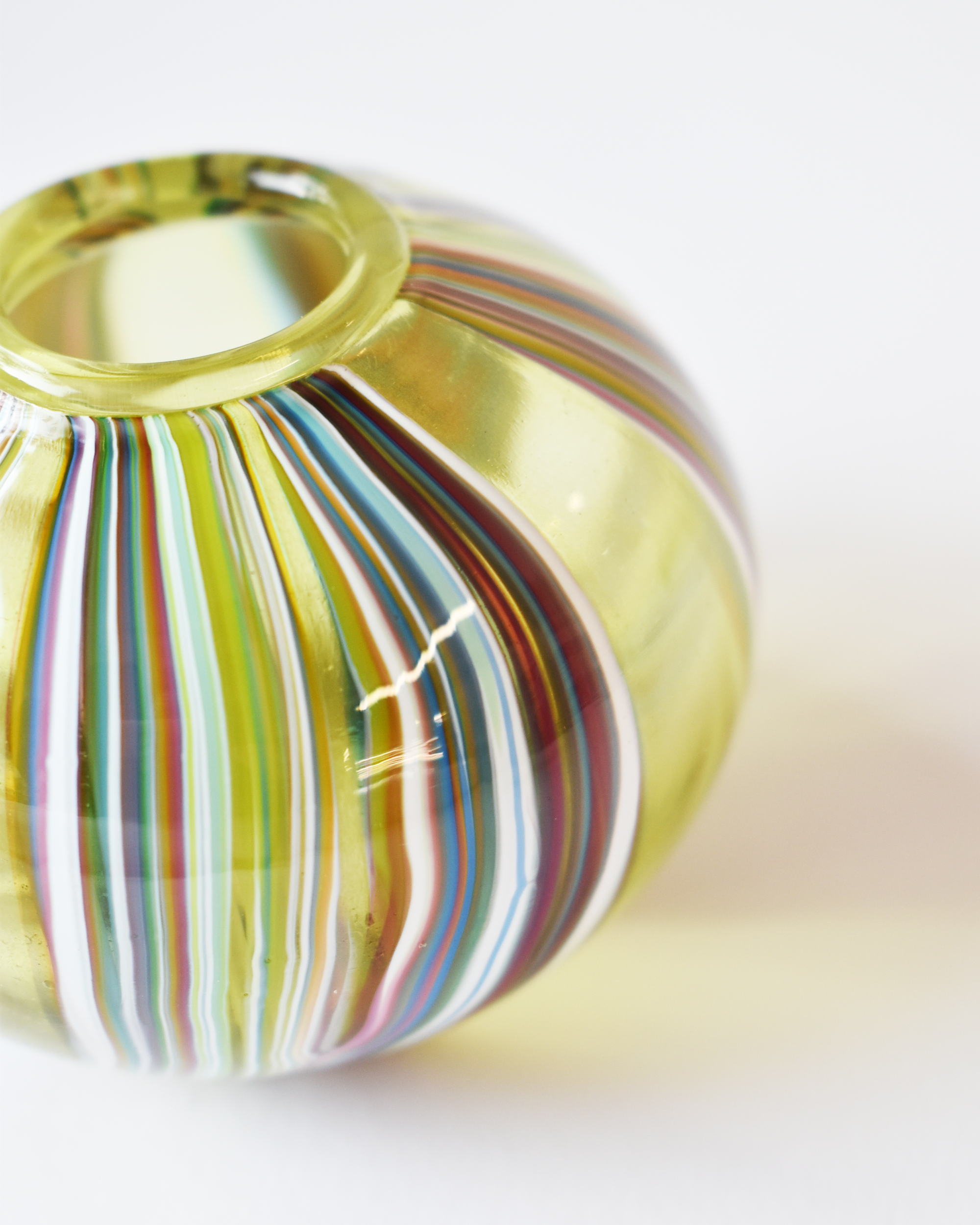 'Coastal Stripe' Glass Sphere Form