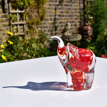 Load image into Gallery viewer, Streaky Red Glass Elephant
