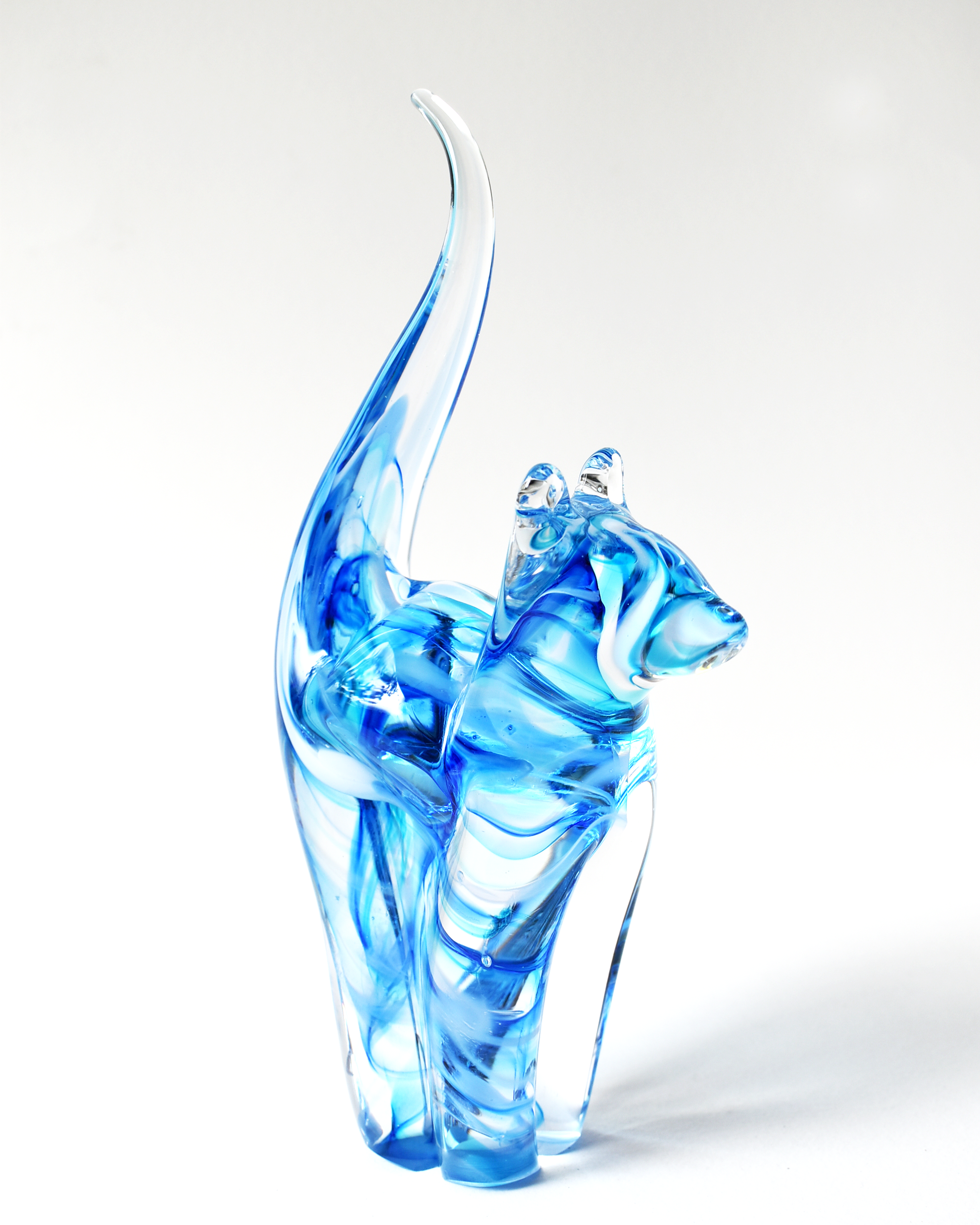 Blue Watercolour Glass Cat (M)