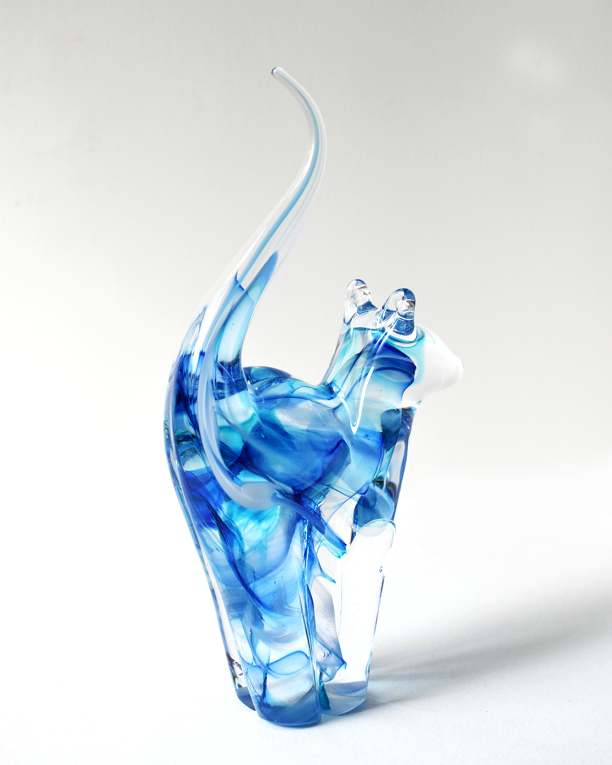 Blue Watercolour Glass Cat (M)
