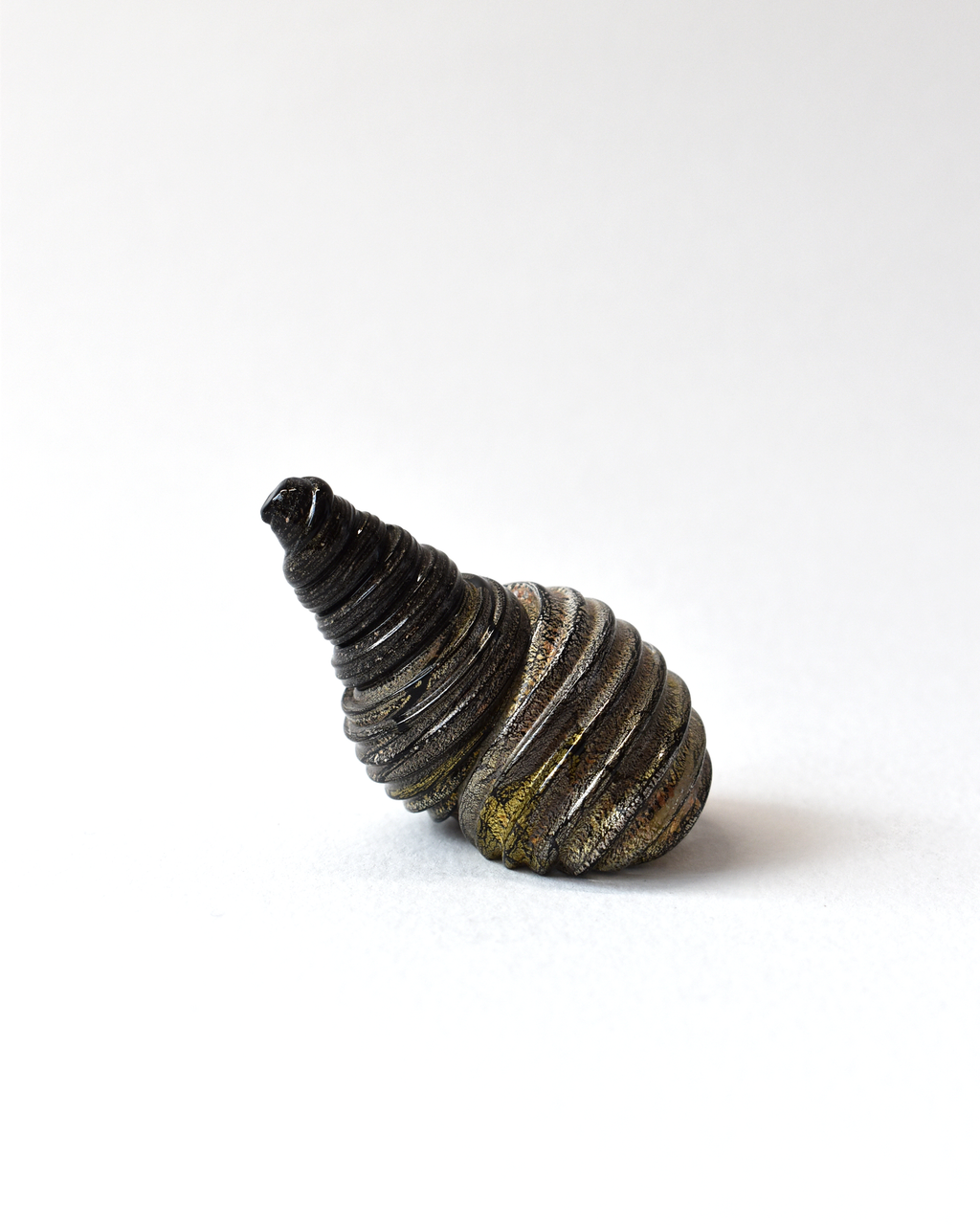 Conical Black & Gold Leaf Glass Shell