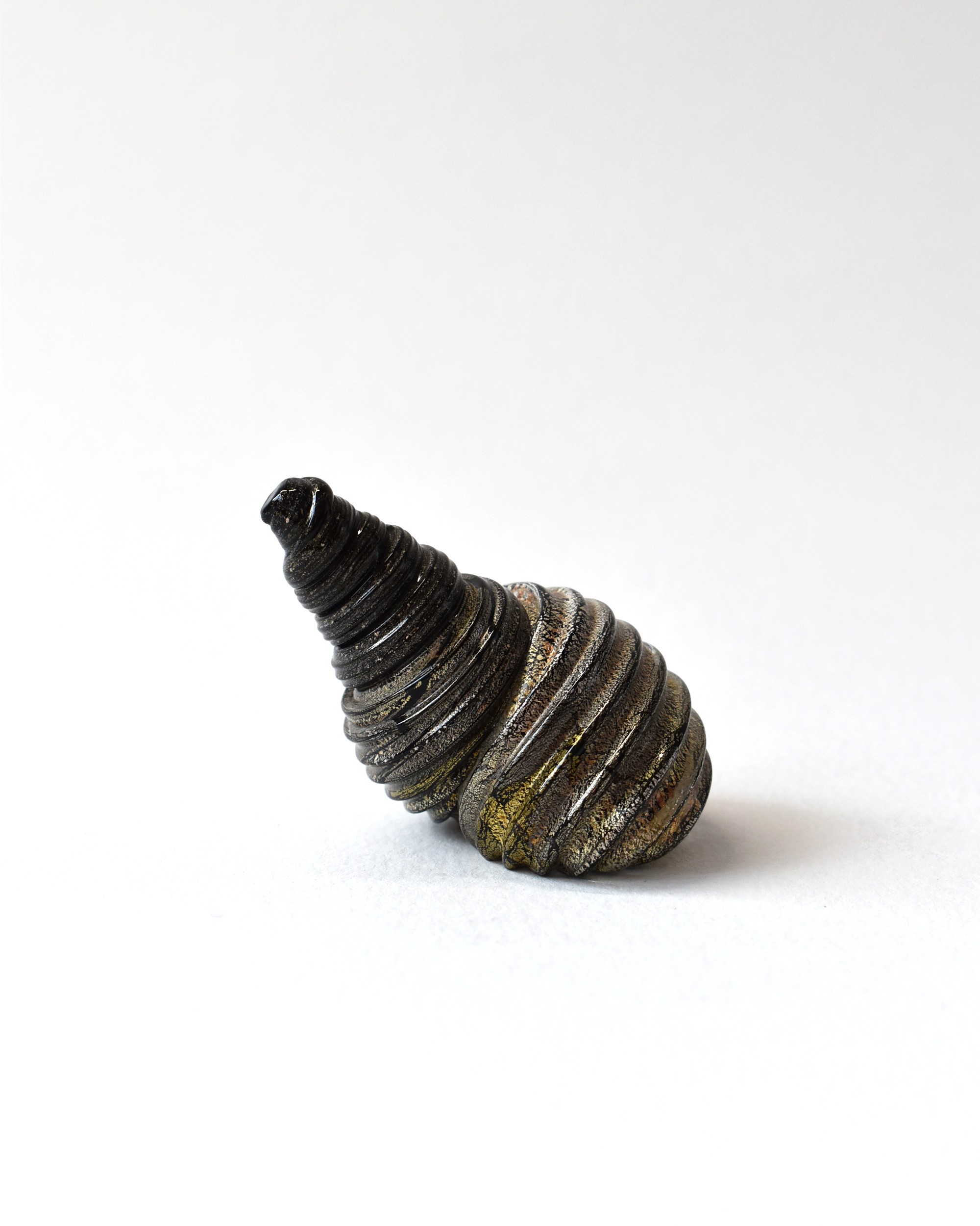 Conical Black & Gold Leaf Glass Shell