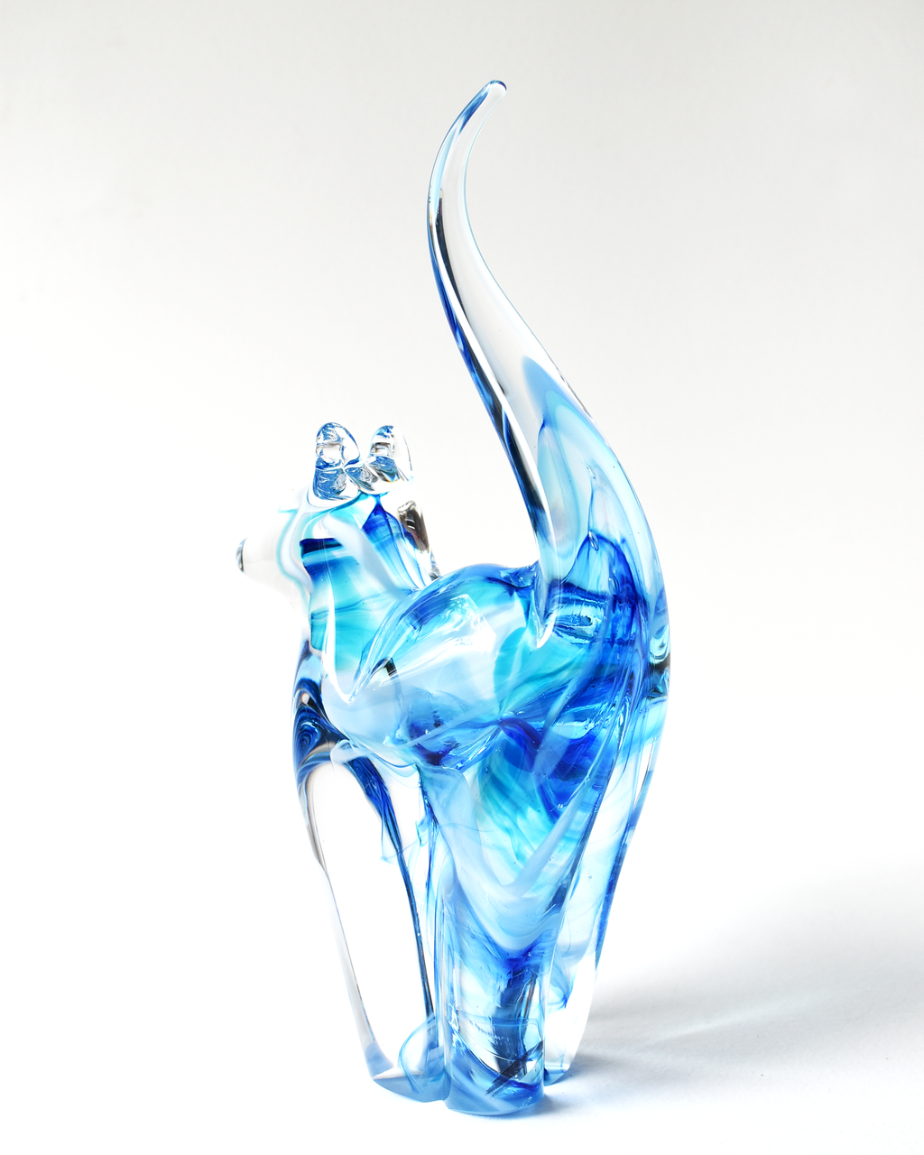 Blue Watercolour Glass Cat (M)