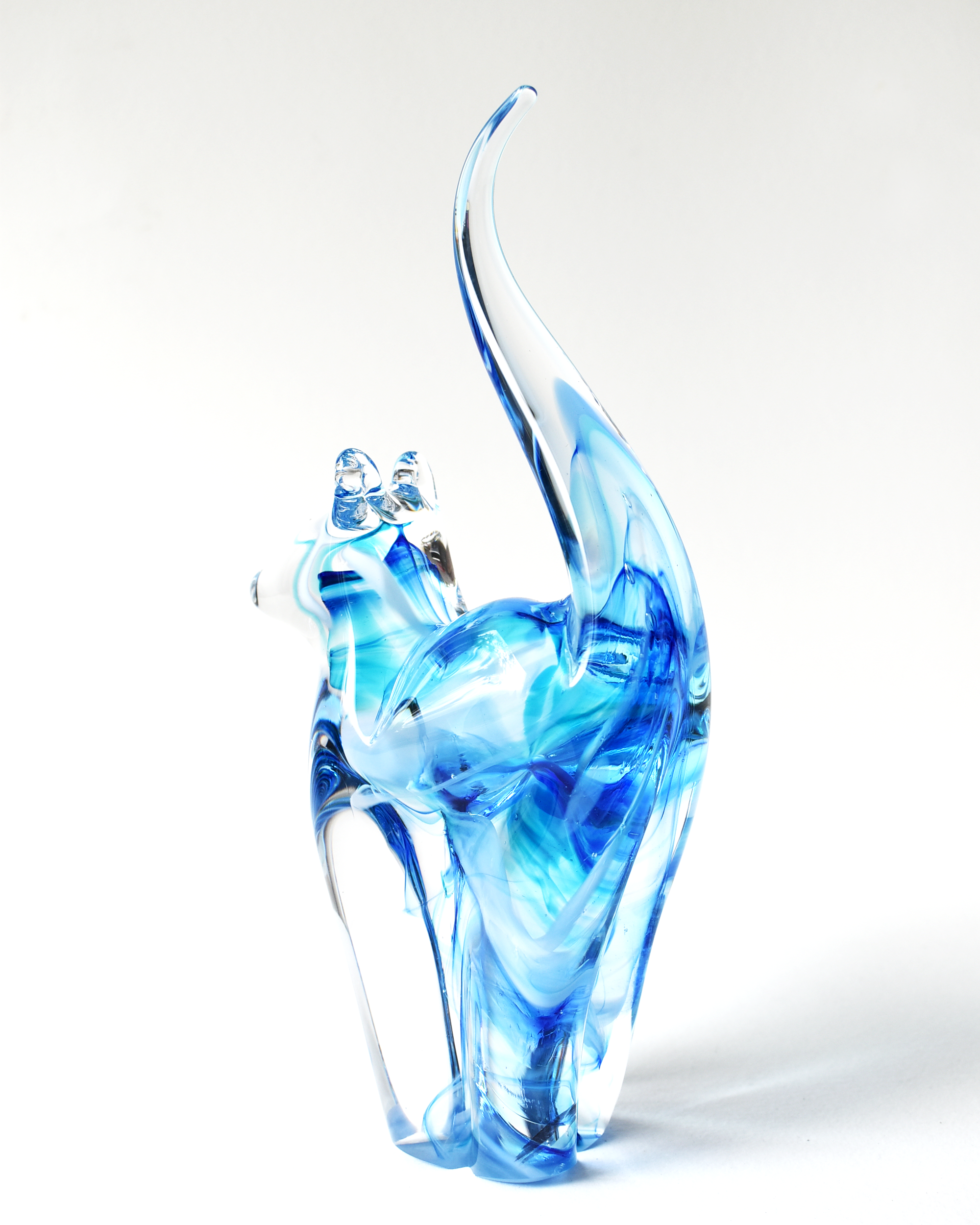 Blue Watercolour Glass Cat (M)