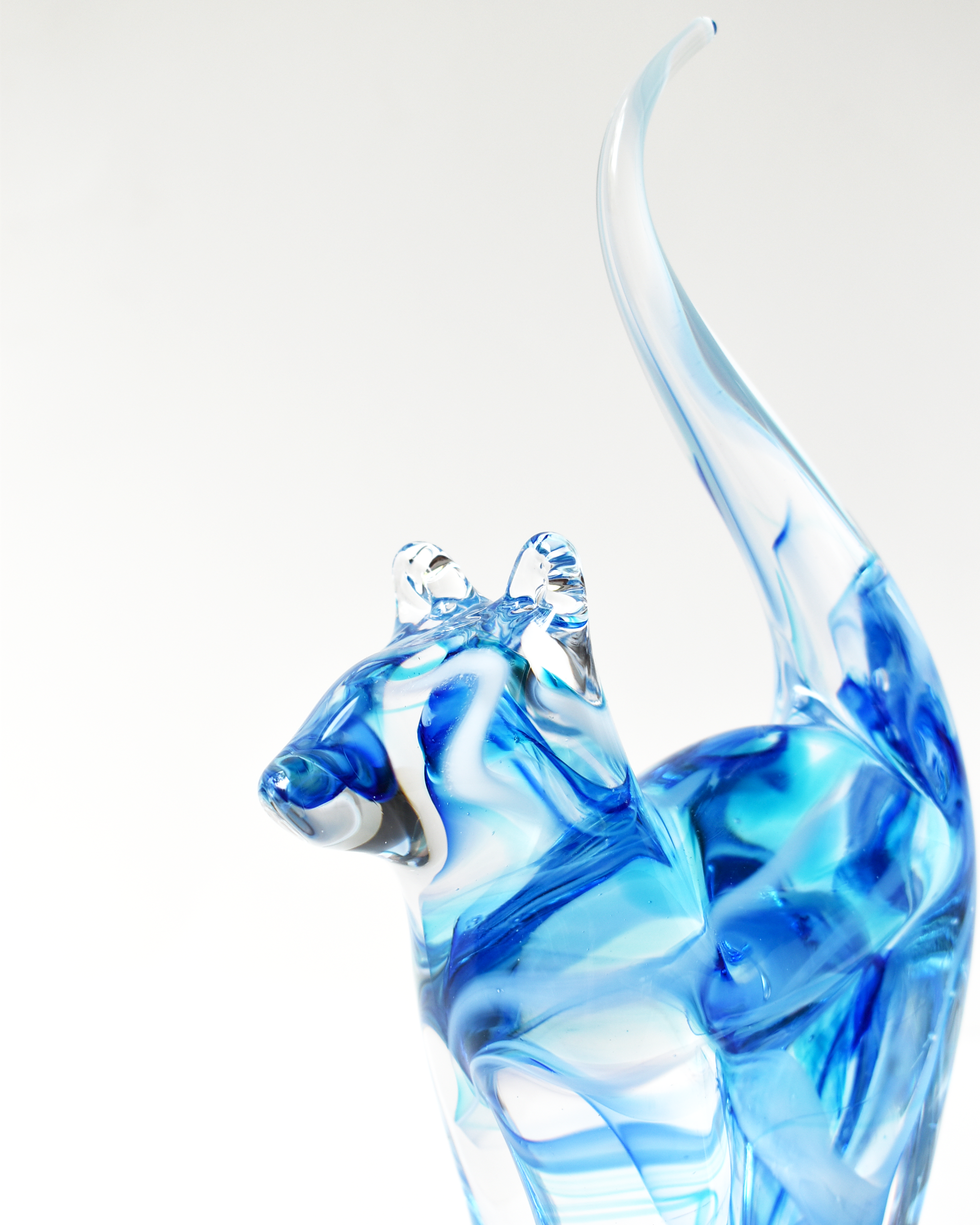 Blue Watercolour Glass Cat (M)