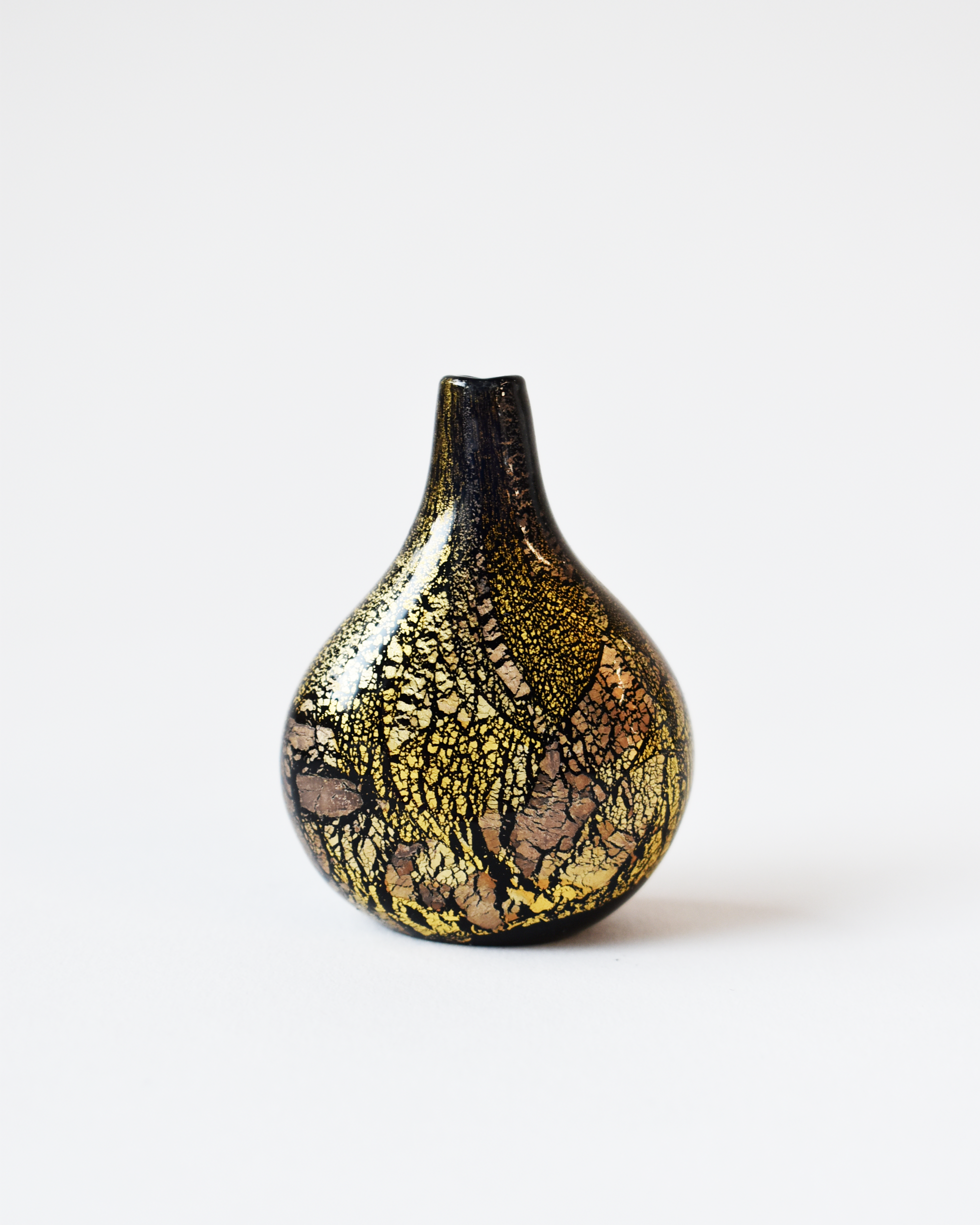 Miniature Gold & Silver Leaf Blown Glass Vase