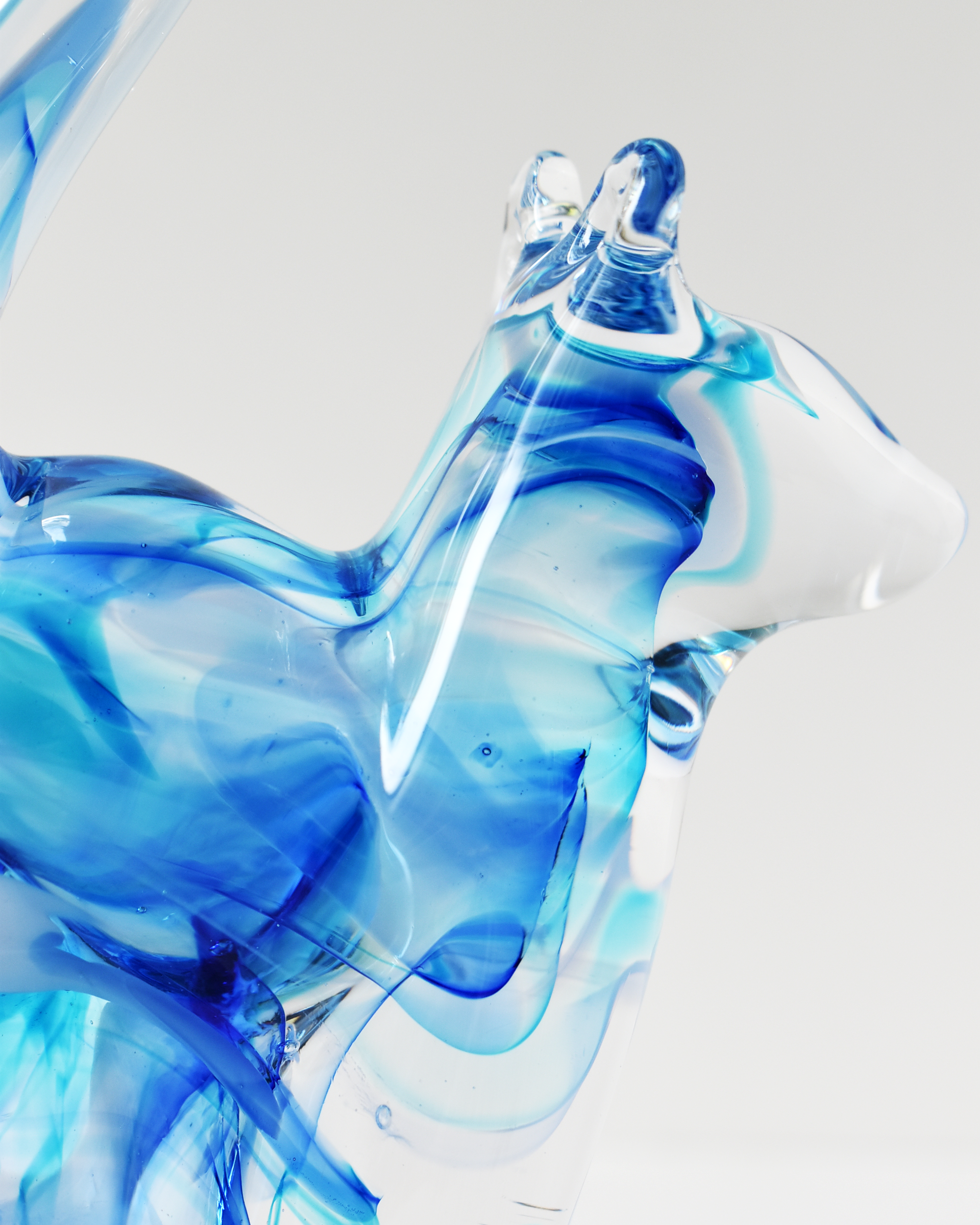 Blue Watercolour Glass Cat (M)