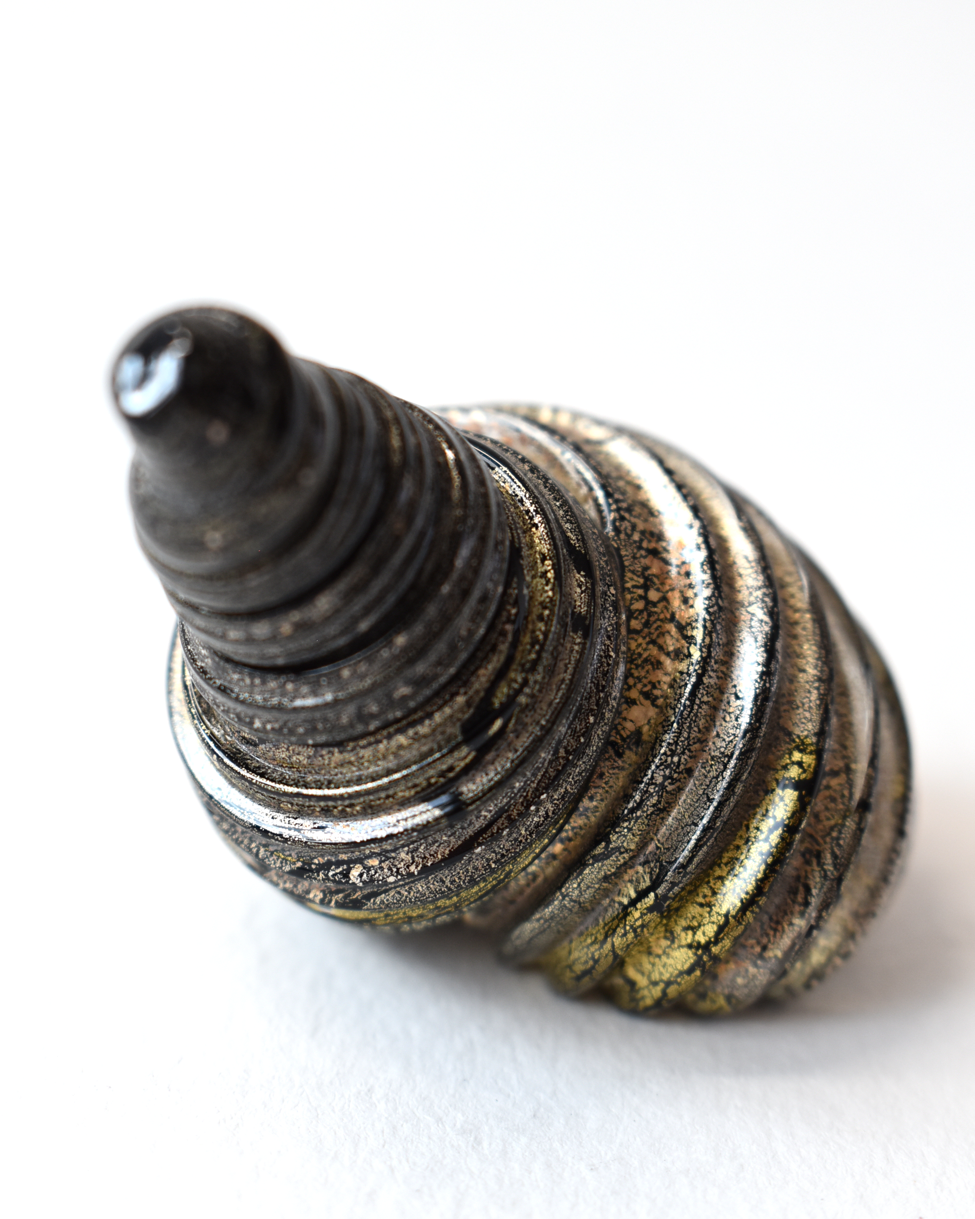 Conical Black & Gold Leaf Glass Shell