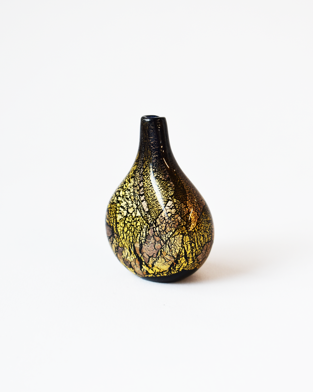 Miniature Gold & Silver Leaf Blown Glass Vase