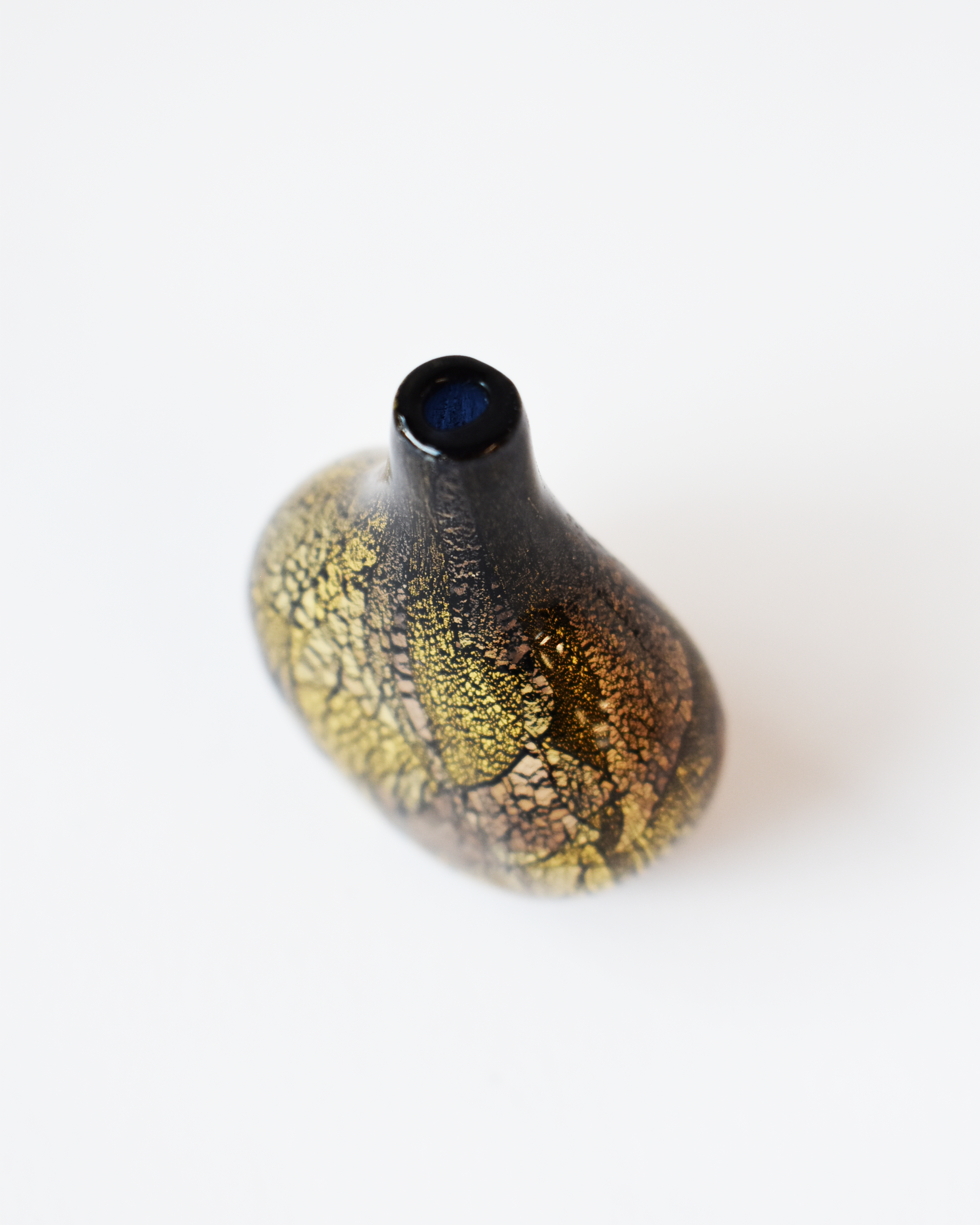 Miniature Gold & Silver Leaf Blown Glass Vase