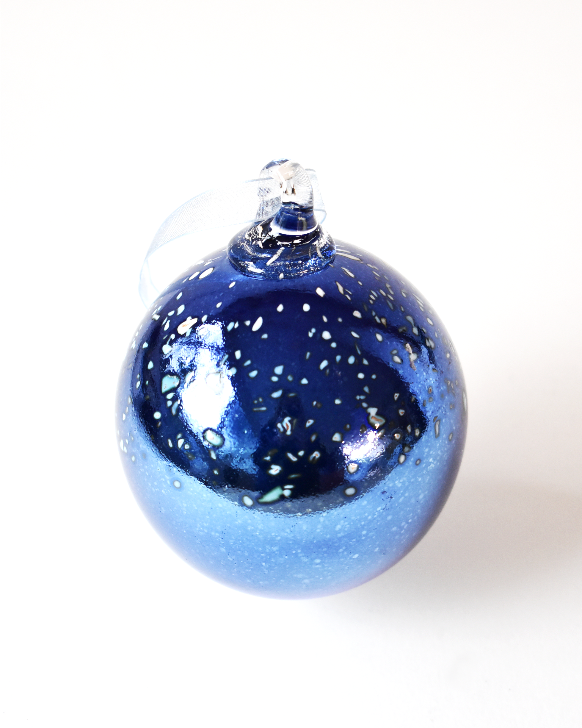 Metallic "Midnight Flurry" Mouthblown Glass Bauble