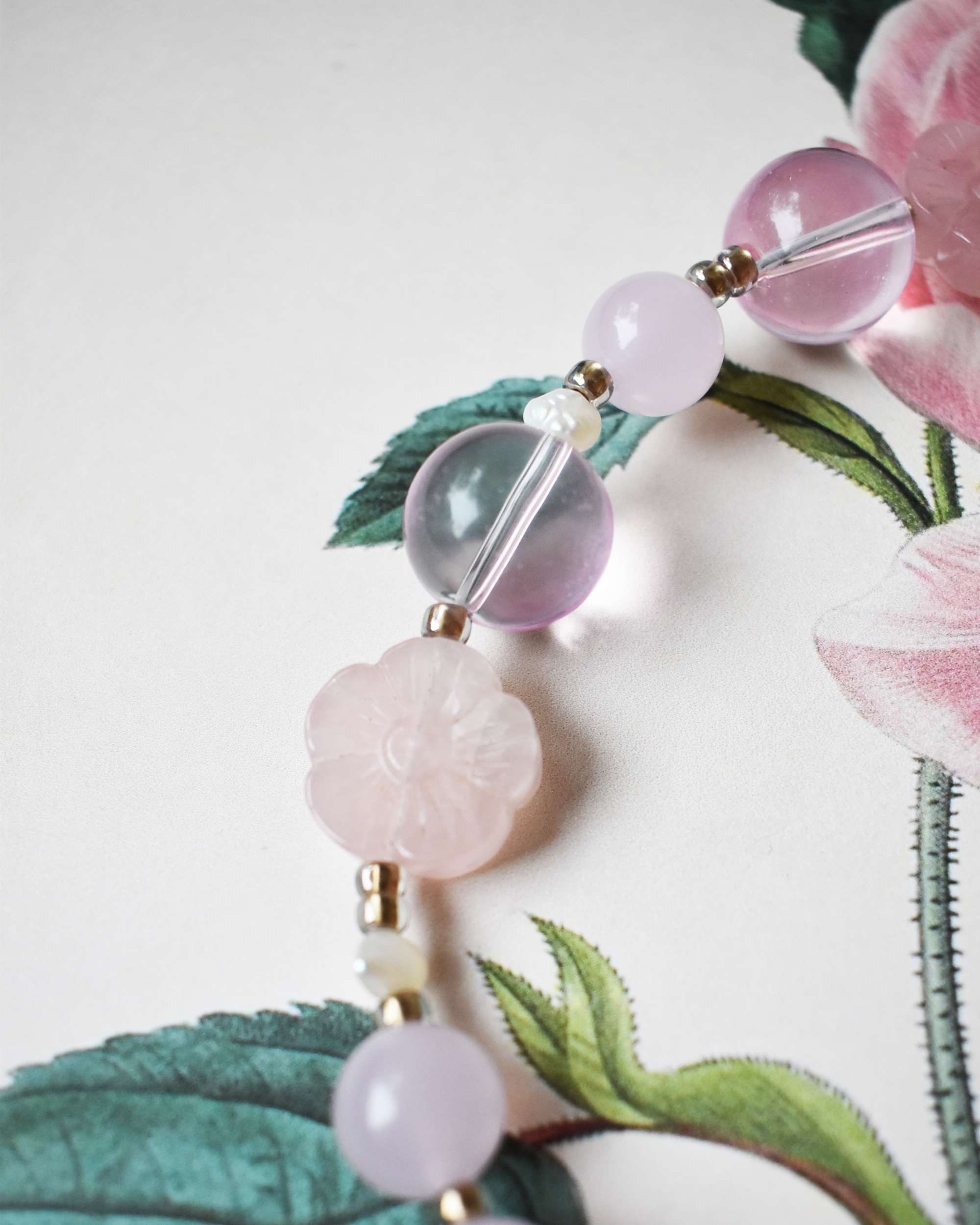 'Rose Garden' Flower Toggle Bead Necklace