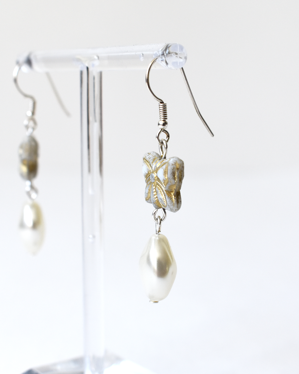 Butterfly Pearl Drop Hook Earrings