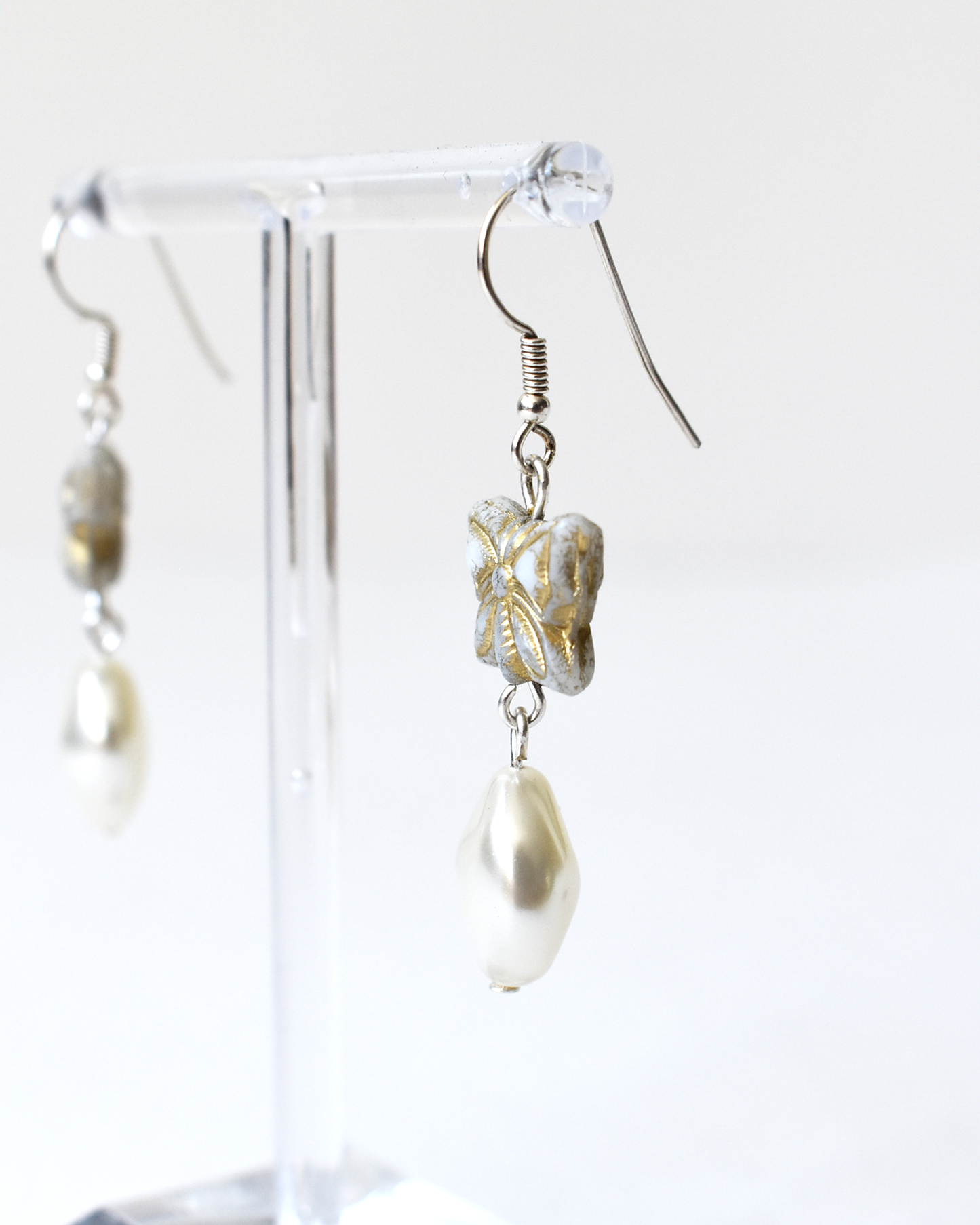 Butterfly Pearl Drop Hook Earrings