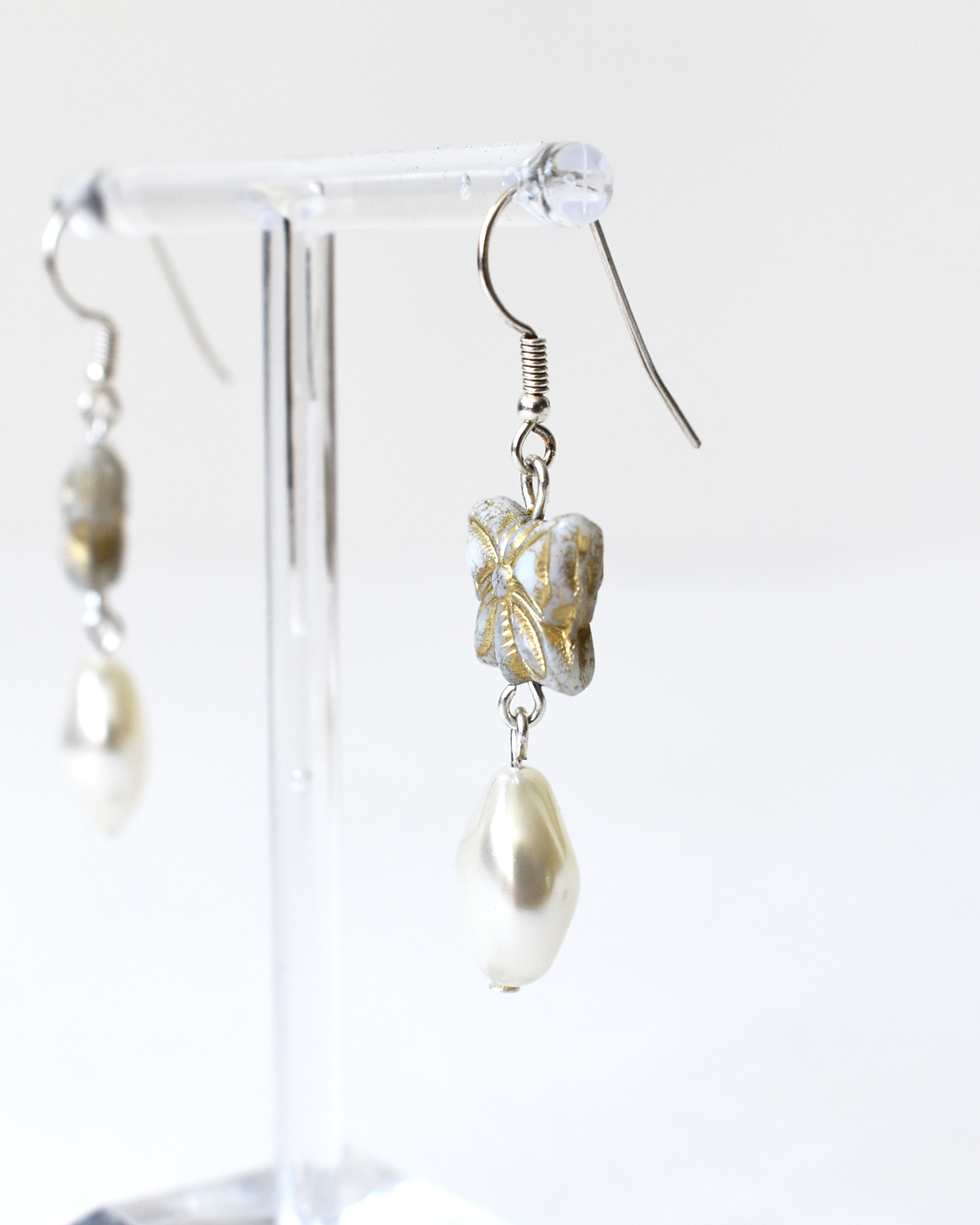 Butterfly Pearl Drop Hook Earrings