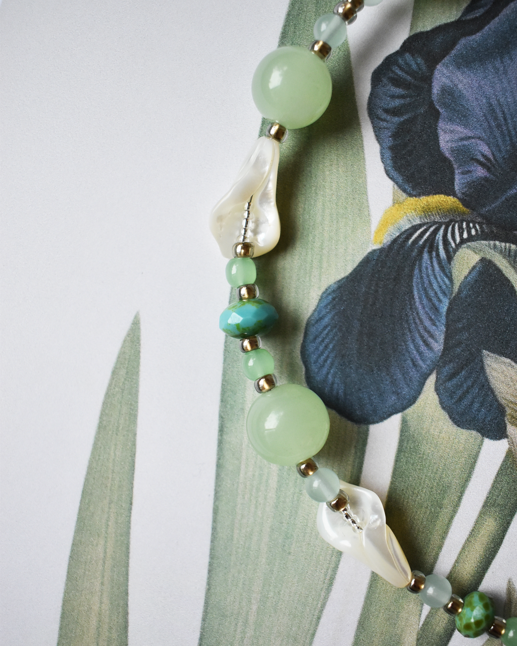 'Woodland Owl' Mother of Pearl Bead Necklace