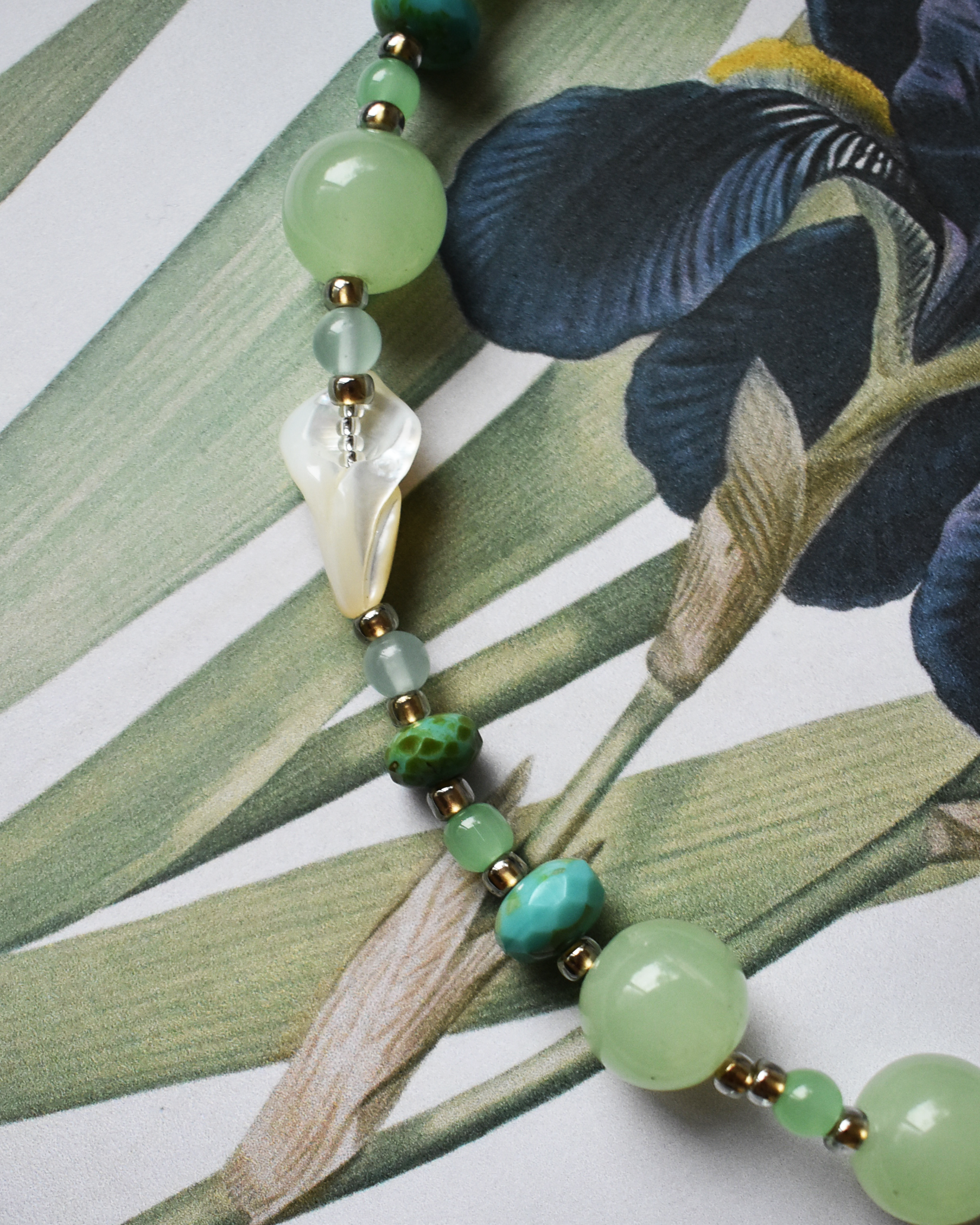 'Woodland Owl' Mother of Pearl Bead Necklace