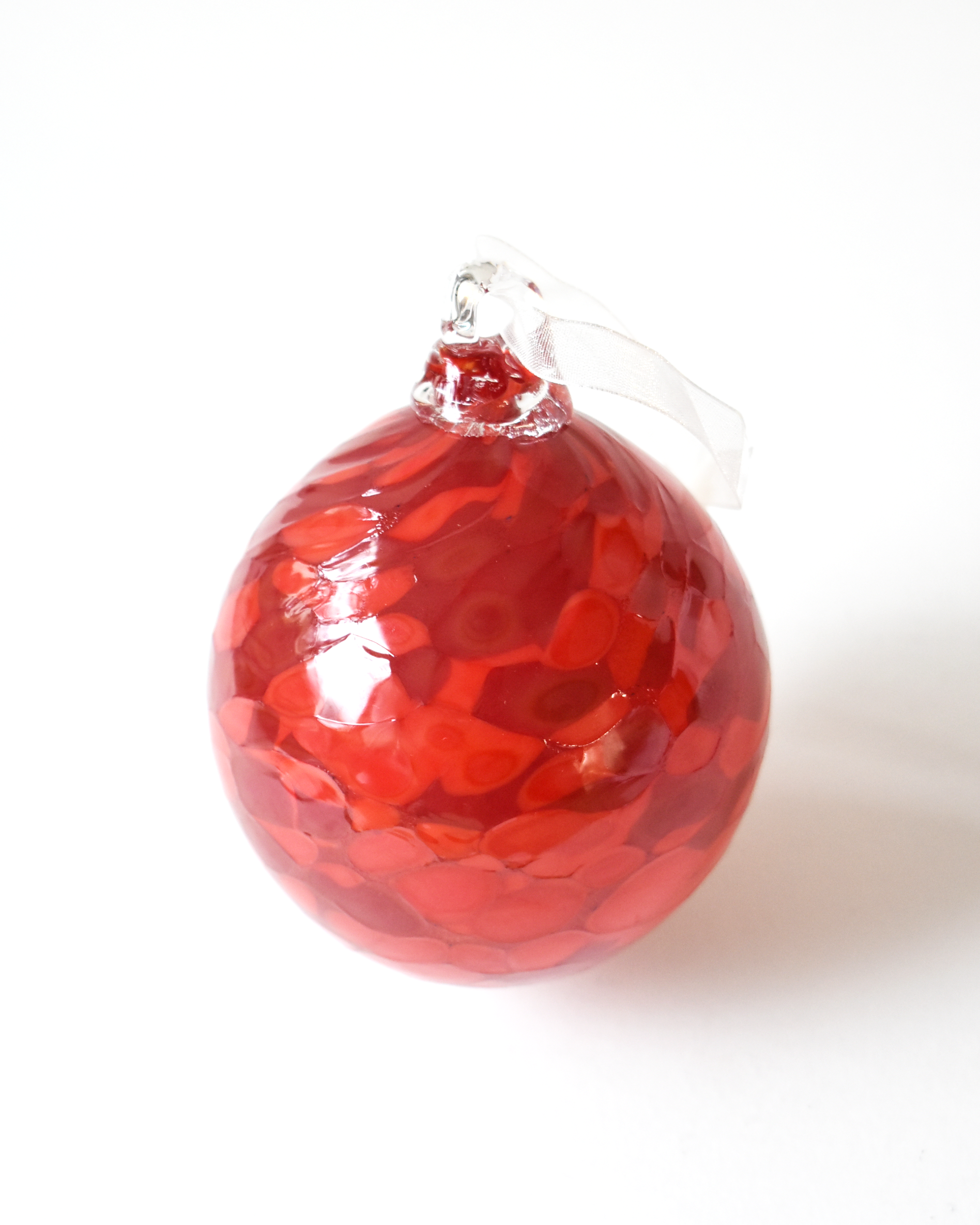 "Holly Berry Red" Confetti Mouthblown Bauble