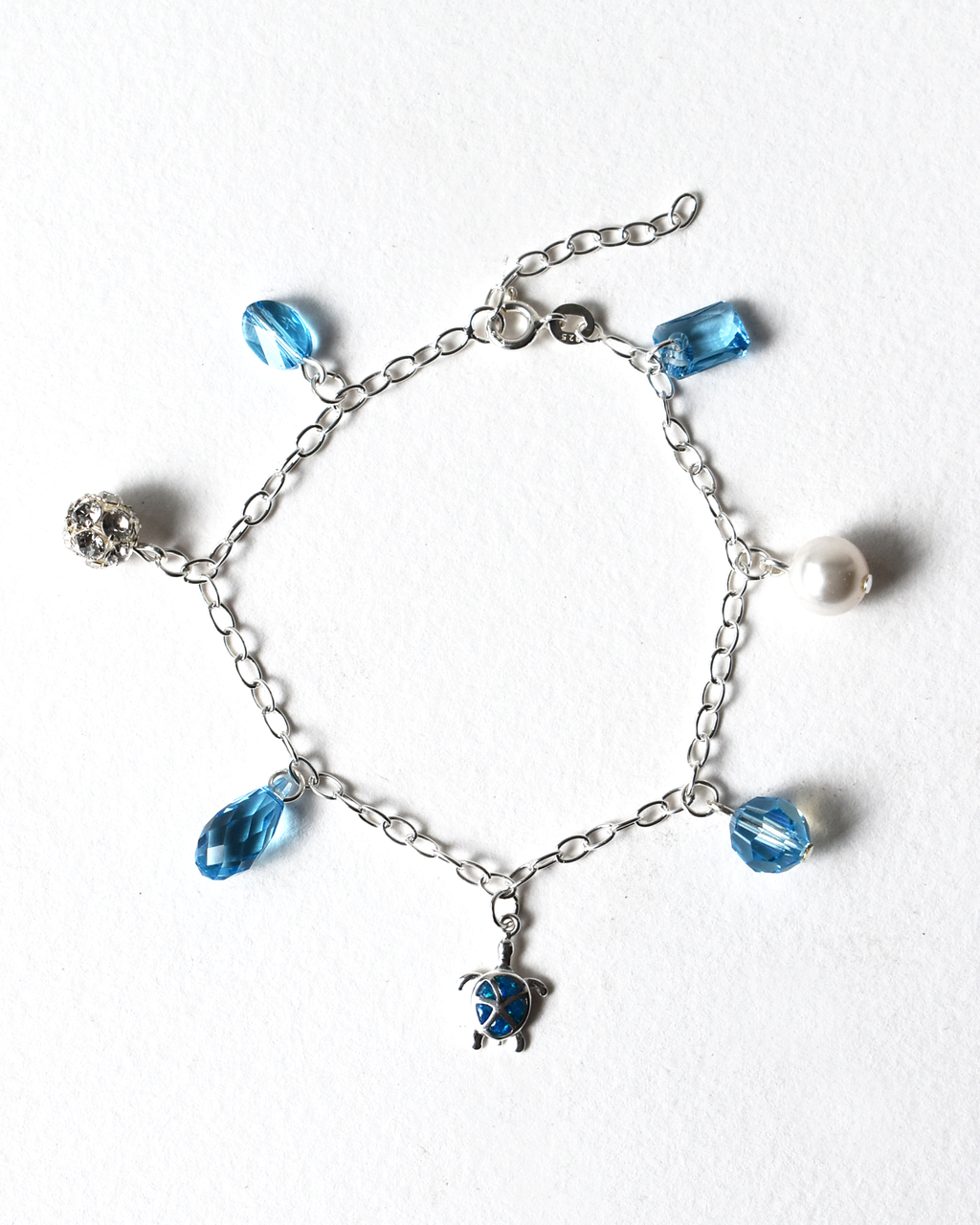 Sea Turtle Crystal Charm Bracelet