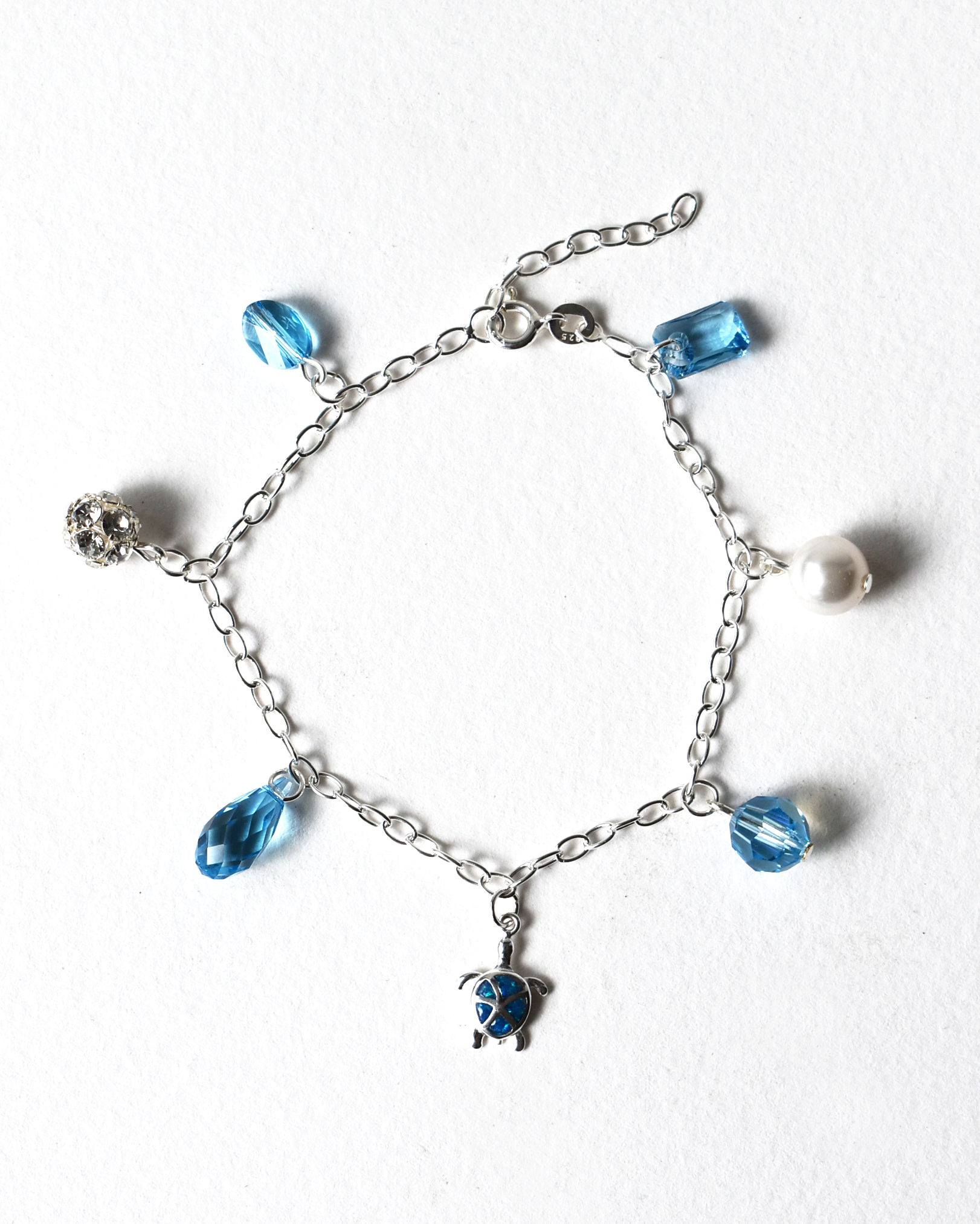Sea Turtle Crystal Charm Bracelet