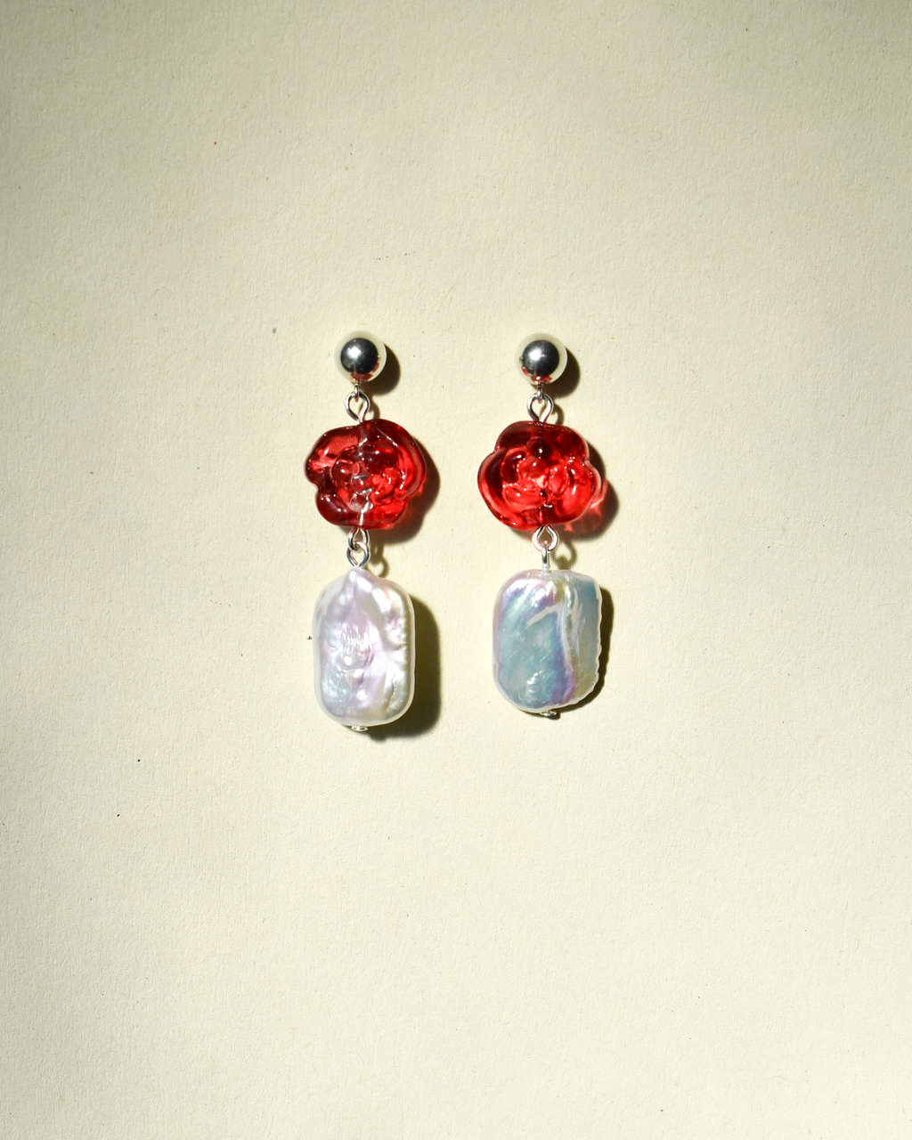'Cranberry Rose Drop' Freshwater Pearl Earrings