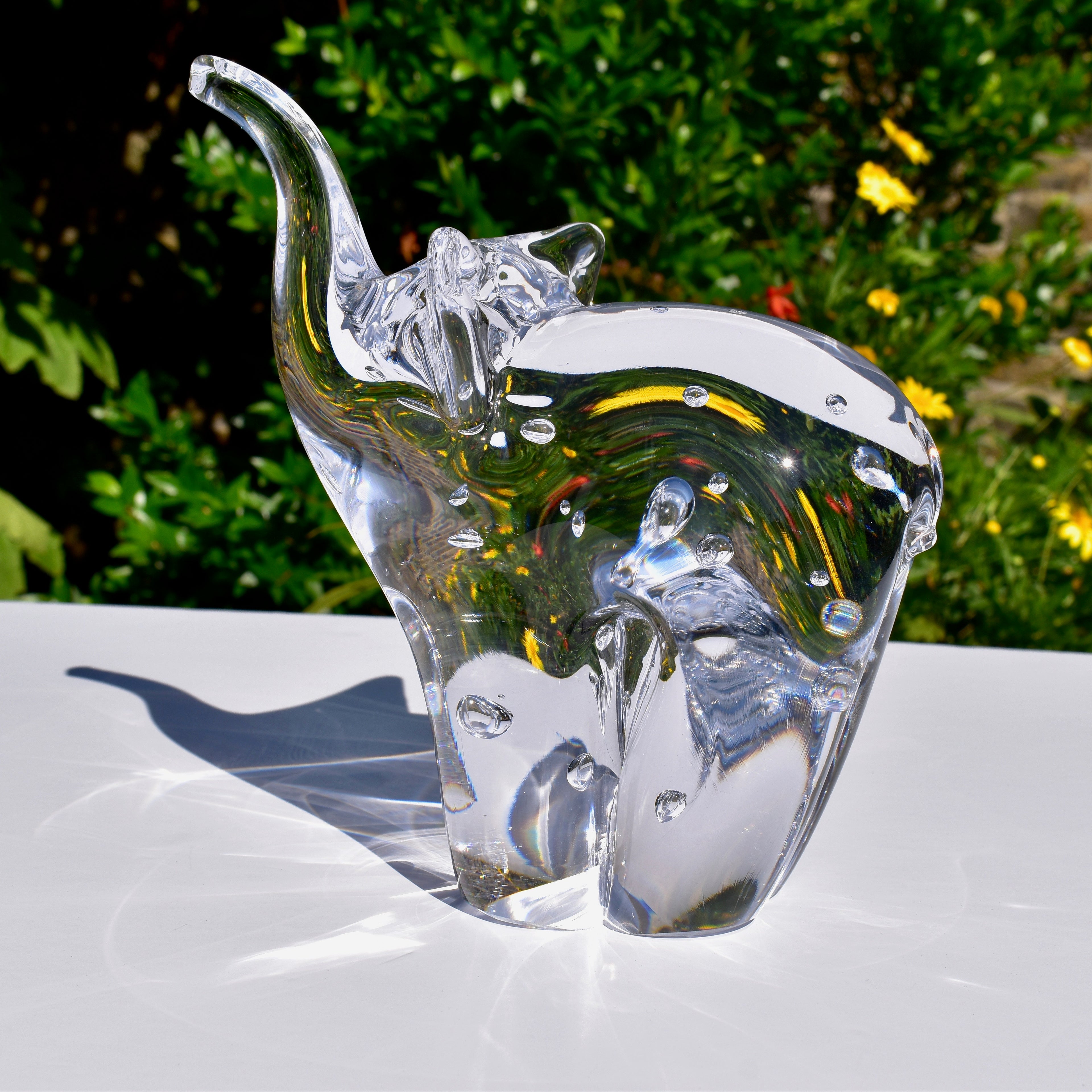 Clear & Seedy Glass X-Large Elephant - Corley Studio Shop