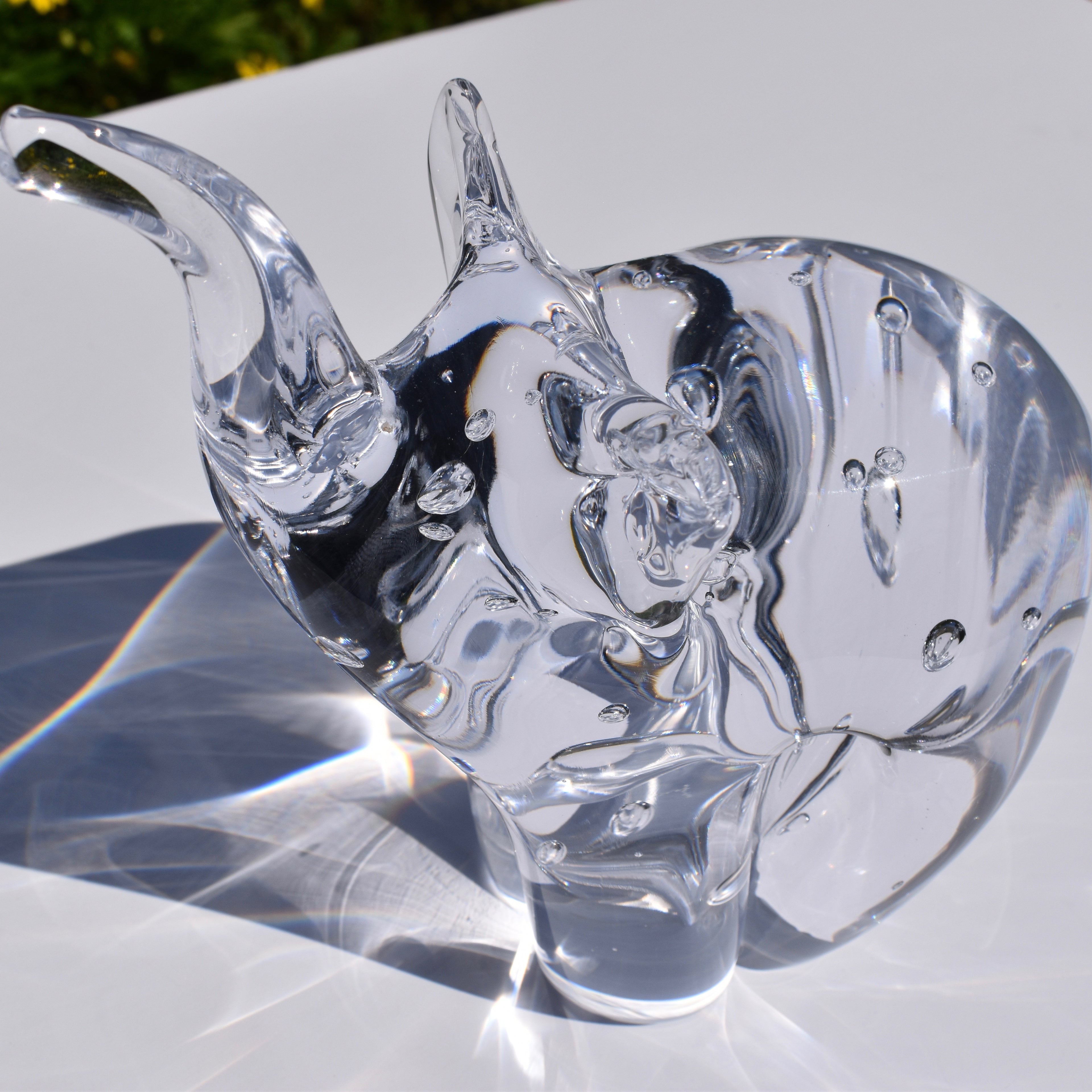 Clear & Seedy Glass X-Large Elephant - Corley Studio Shop