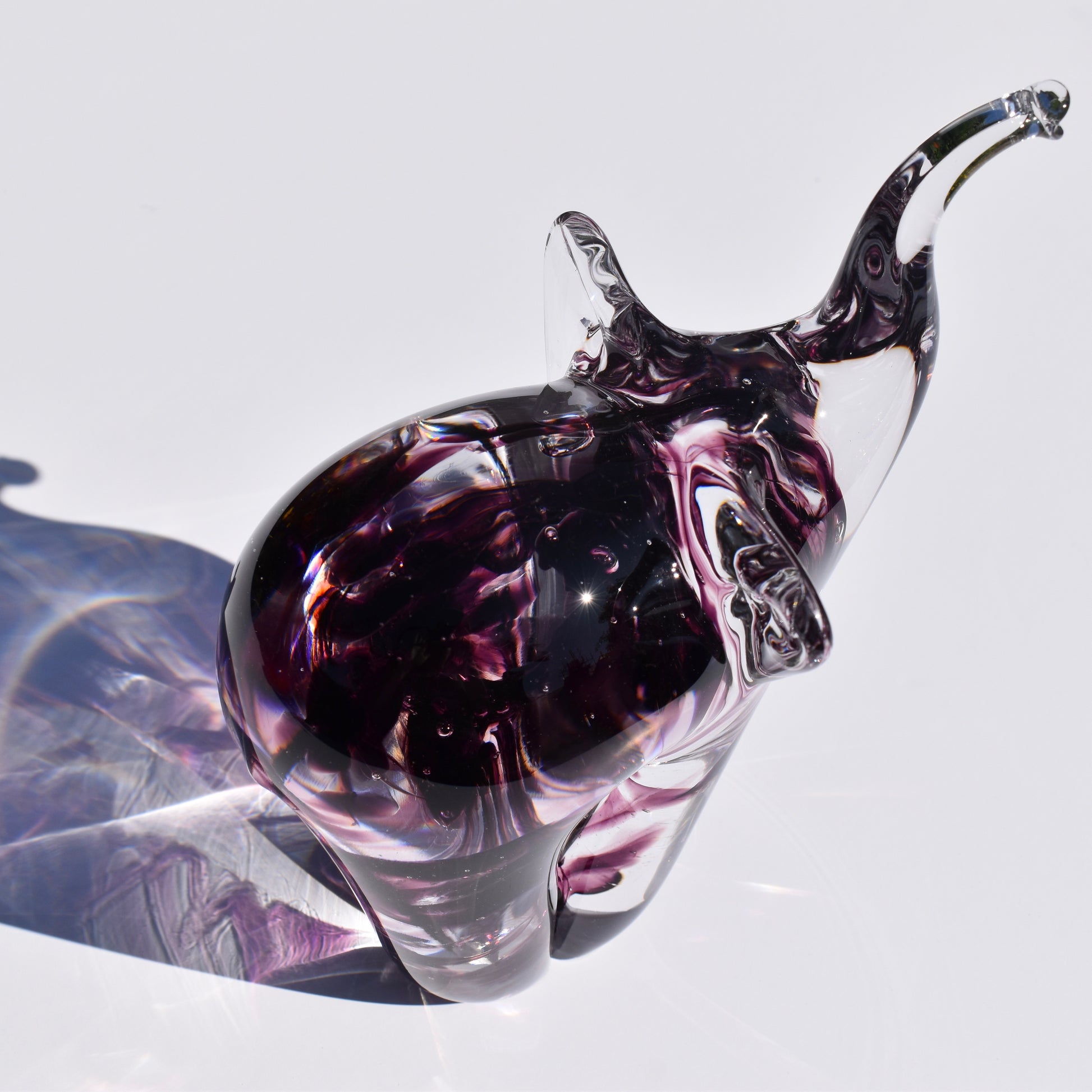 Purple Twist Glass Elephant - Corley Studio Shop