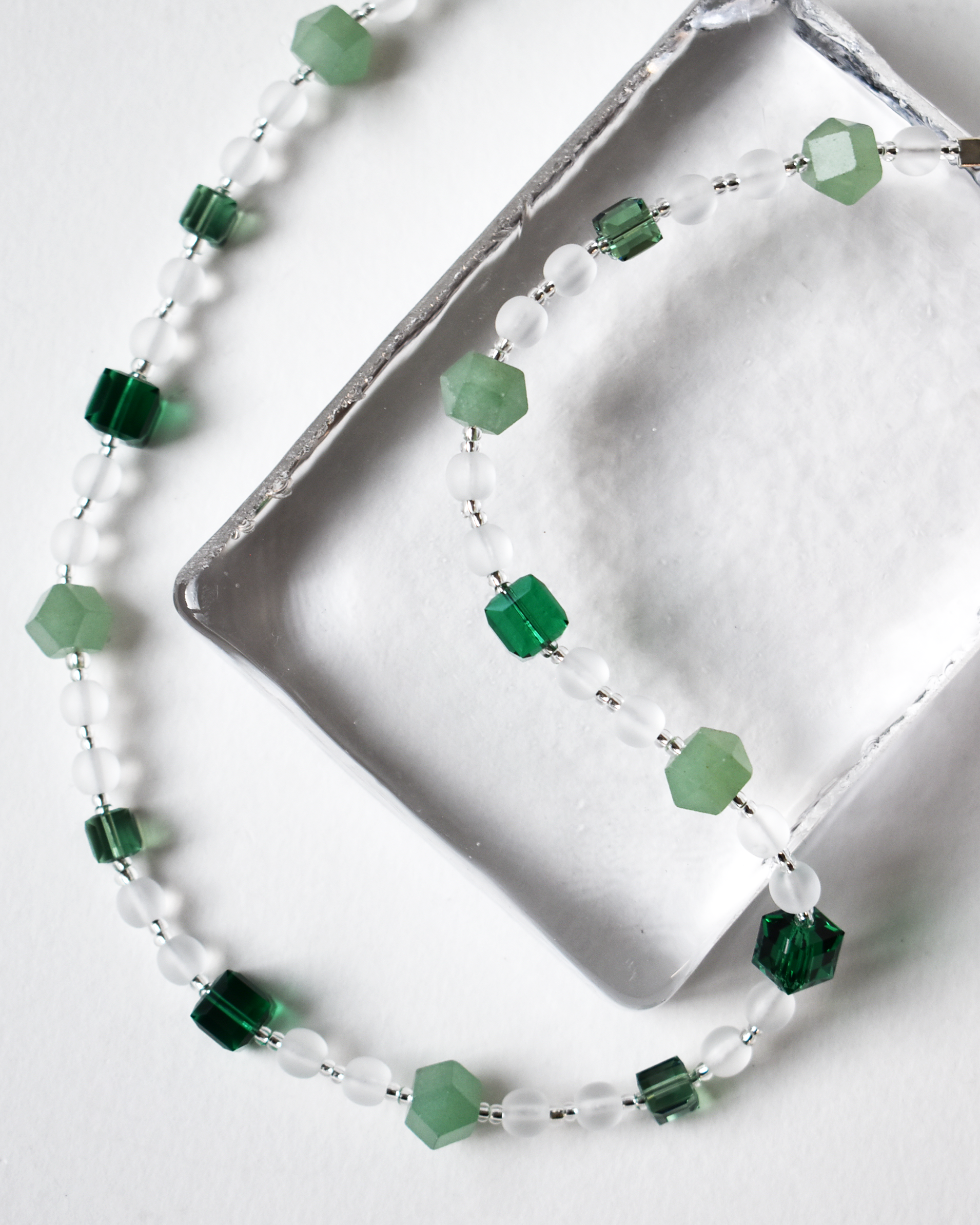 Green Jade Crystal Beaded Necklace