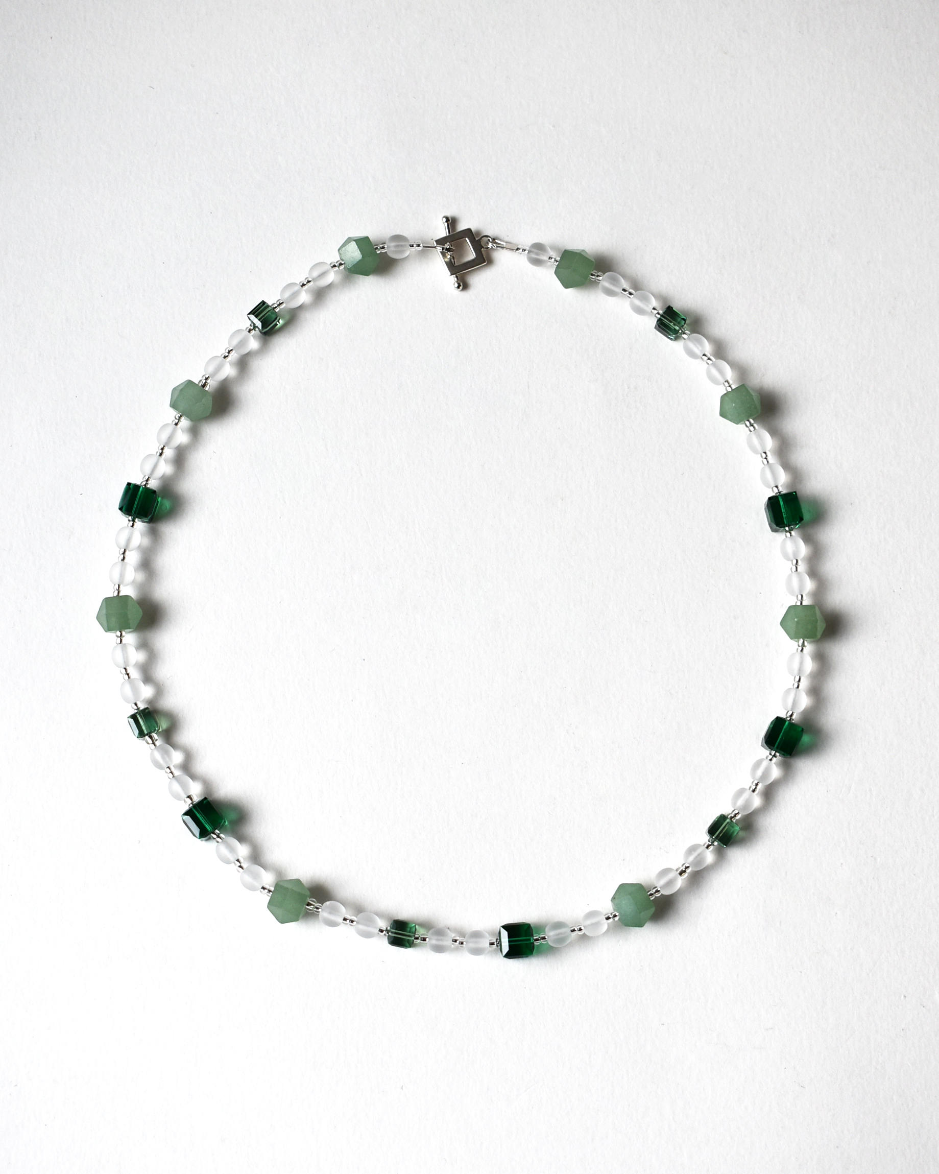 Green Jade Crystal Beaded Necklace
