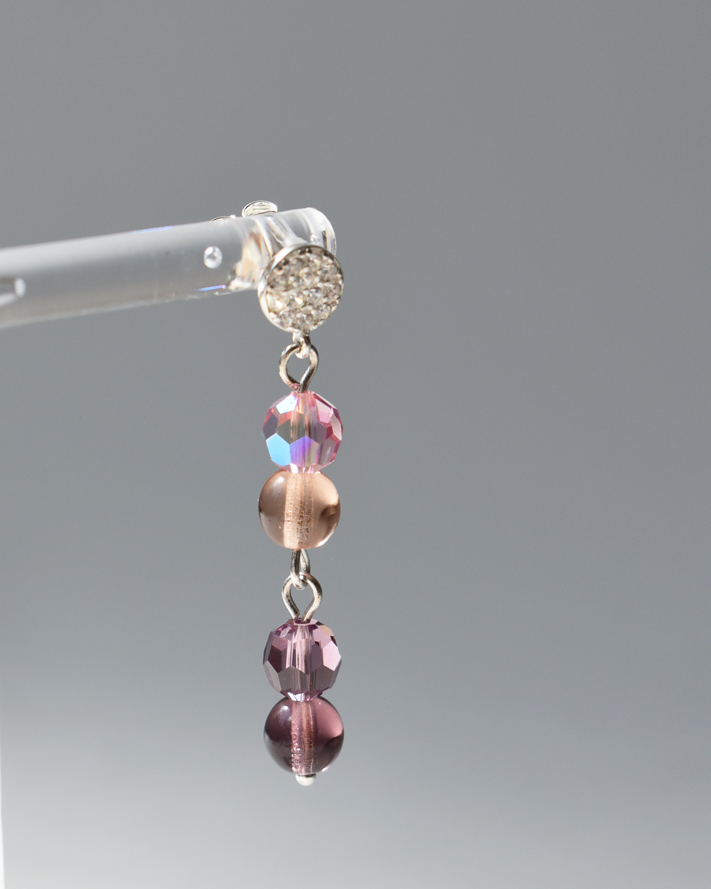 Pink & Purple Crystal Drop Stud Earrings