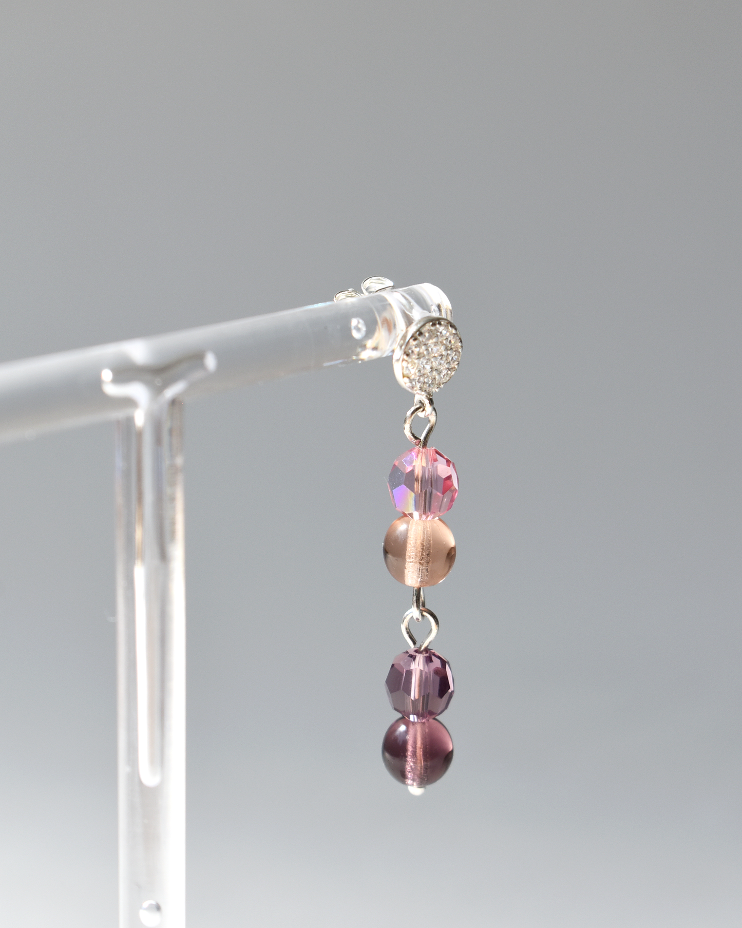 Pink & Purple Crystal Drop Stud Earrings