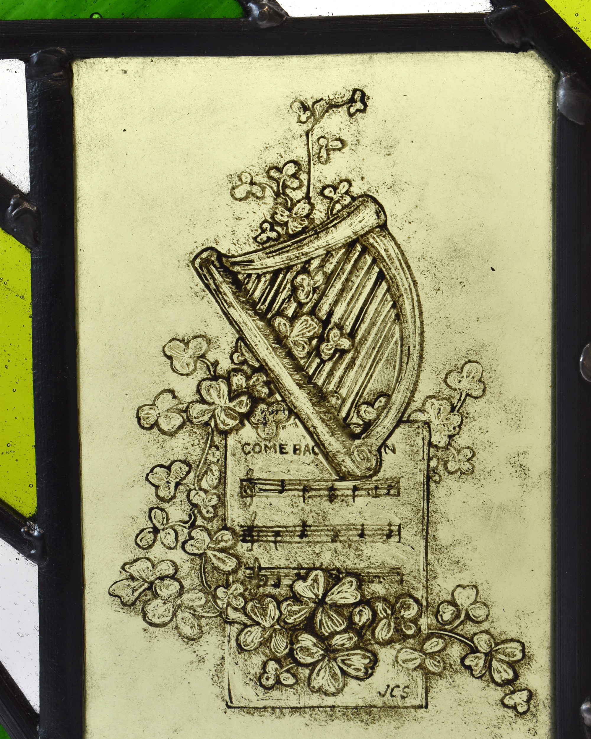 'Celtic Harp' - Stained Glass Panel