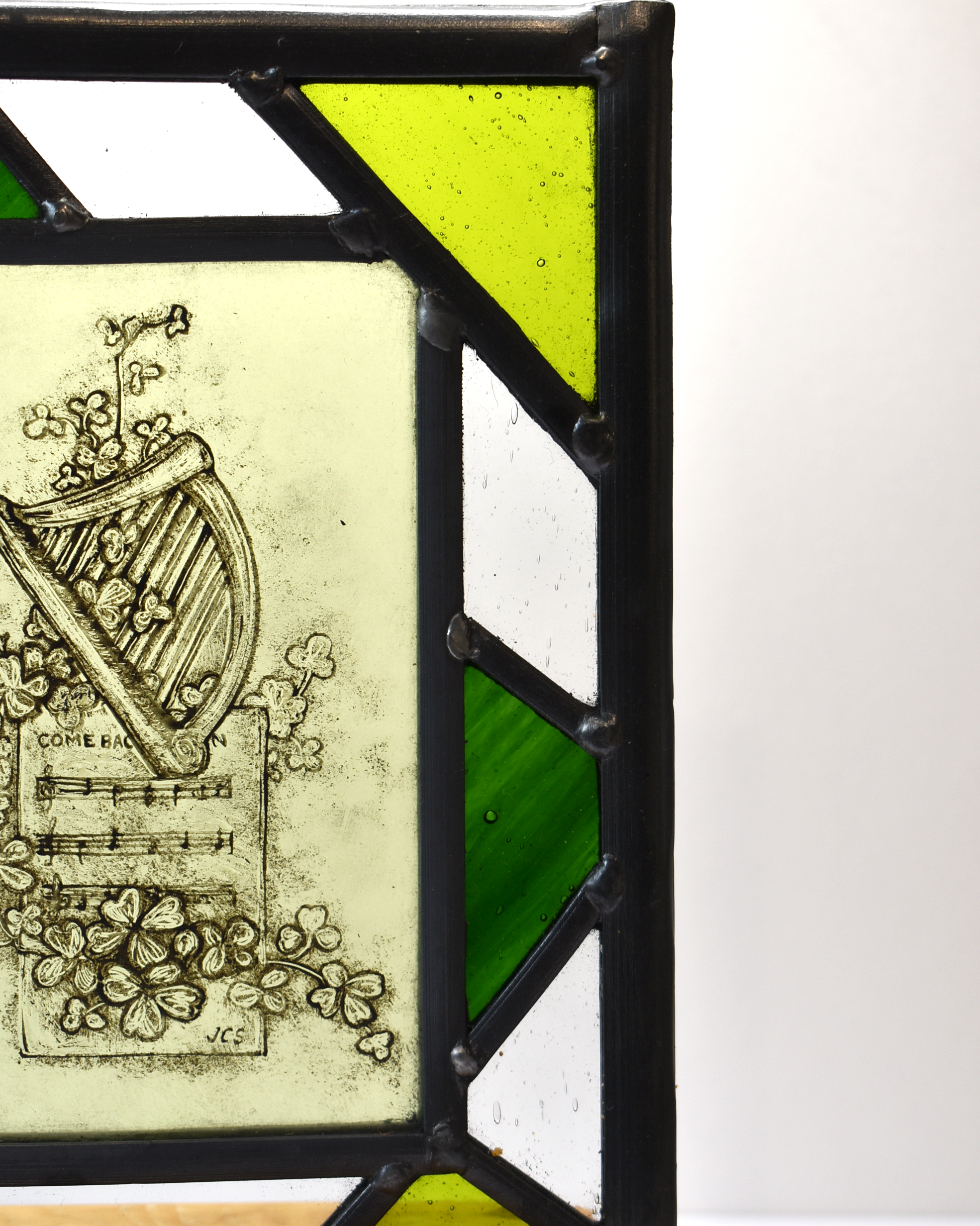 'Celtic Harp' - Stained Glass Panel