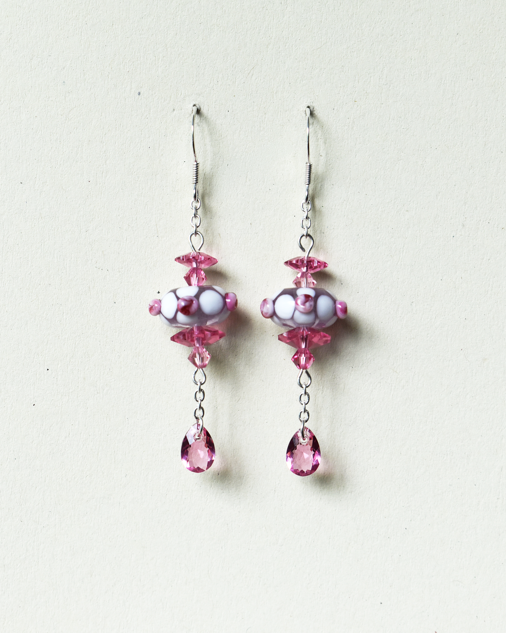 'Pink Rosebud' Delicate Crystal Drop Earrings