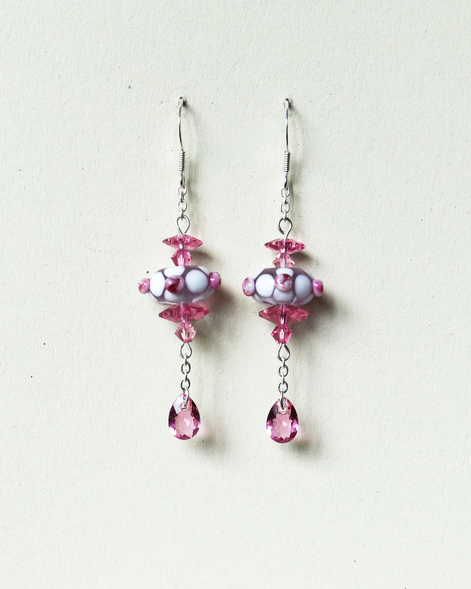 'Pink Rosebud' Delicate Crystal Drop Earrings