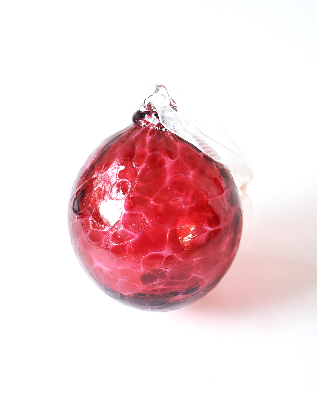 "Raspberry Red" Confetti Mouthblown Baubles