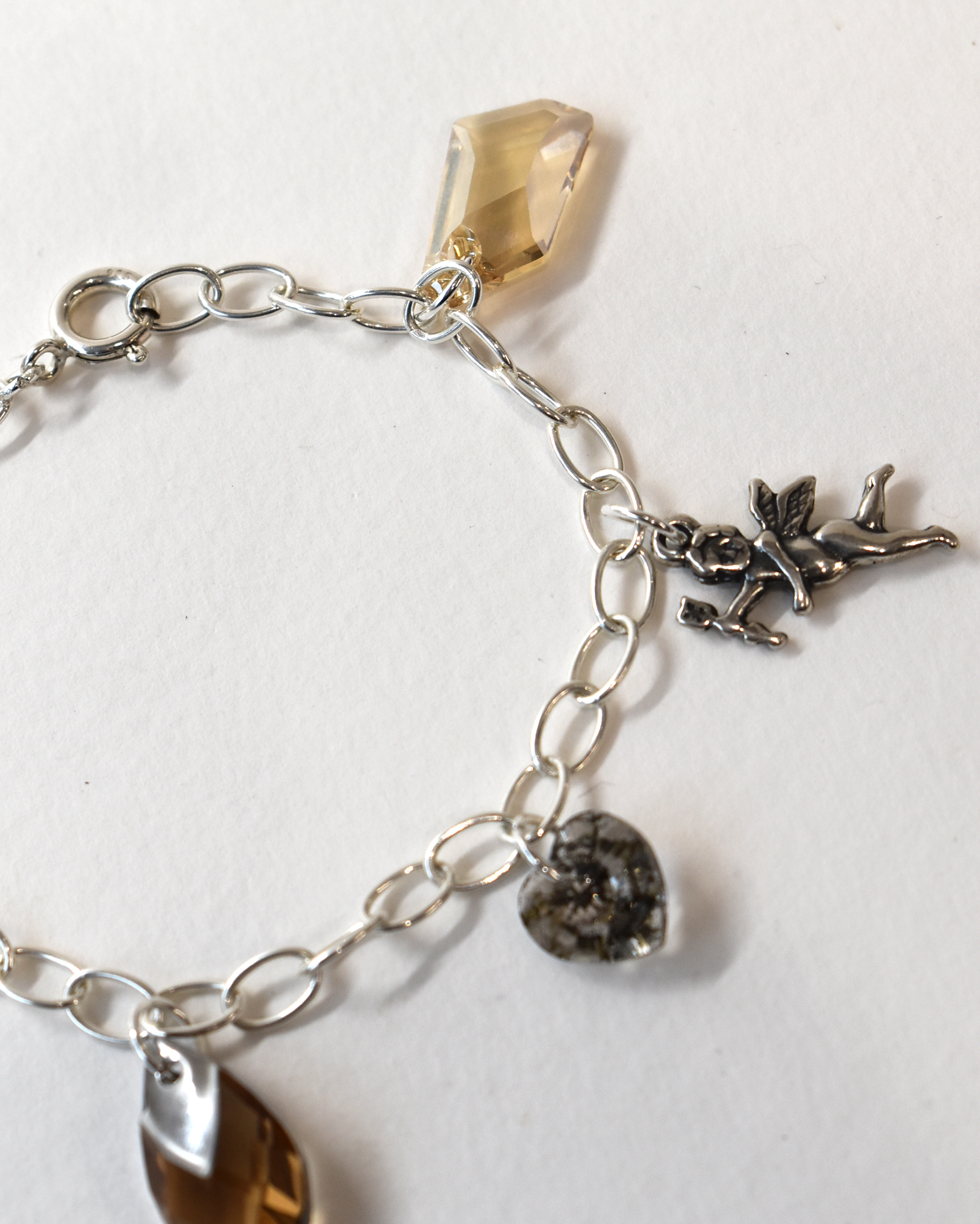 Champagne & Smoky Grey Crystal Charm Bracelet