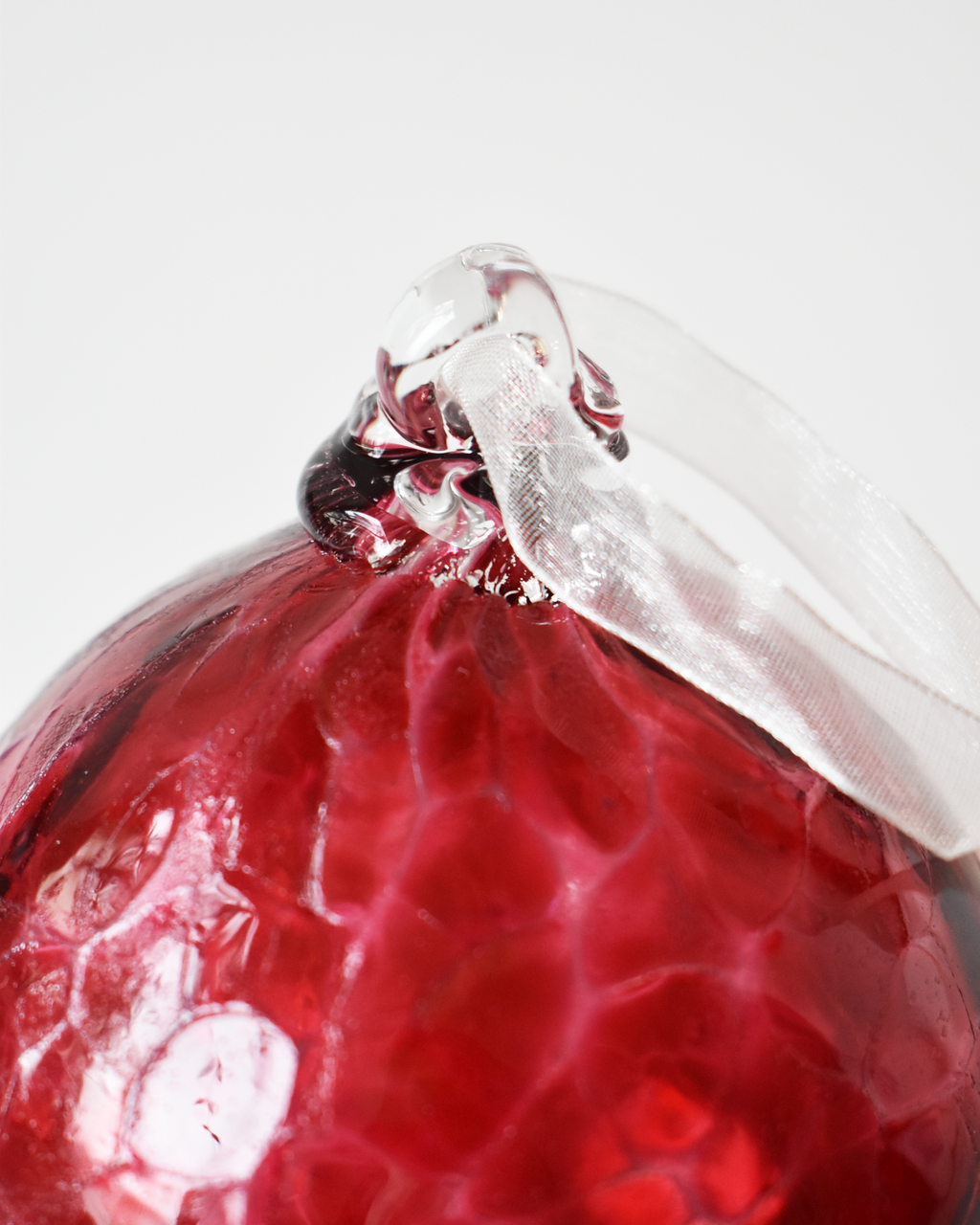 "Raspberry Red" Confetti Mouthblown Baubles