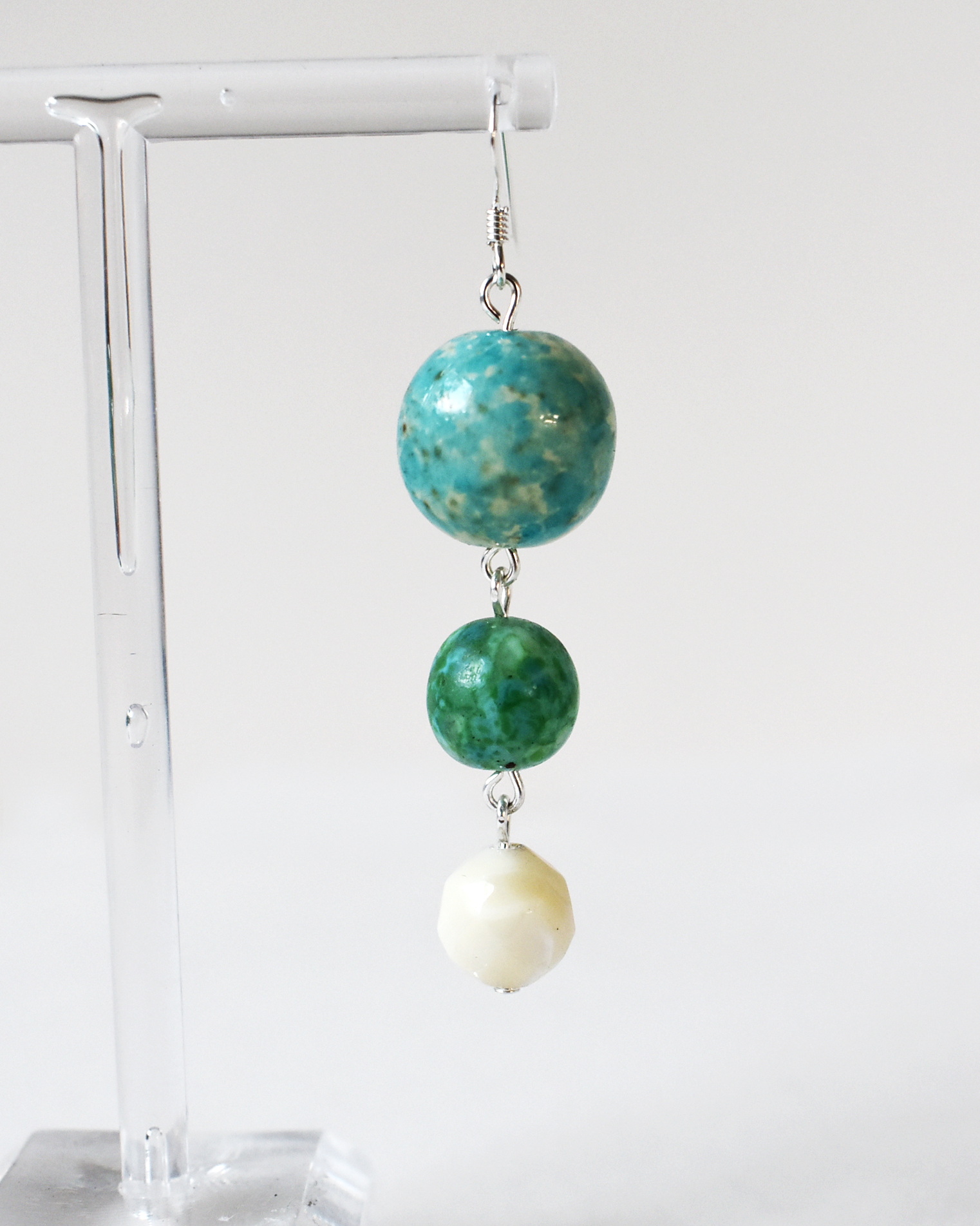 Mother of Pearl & Agate Hook Earrings