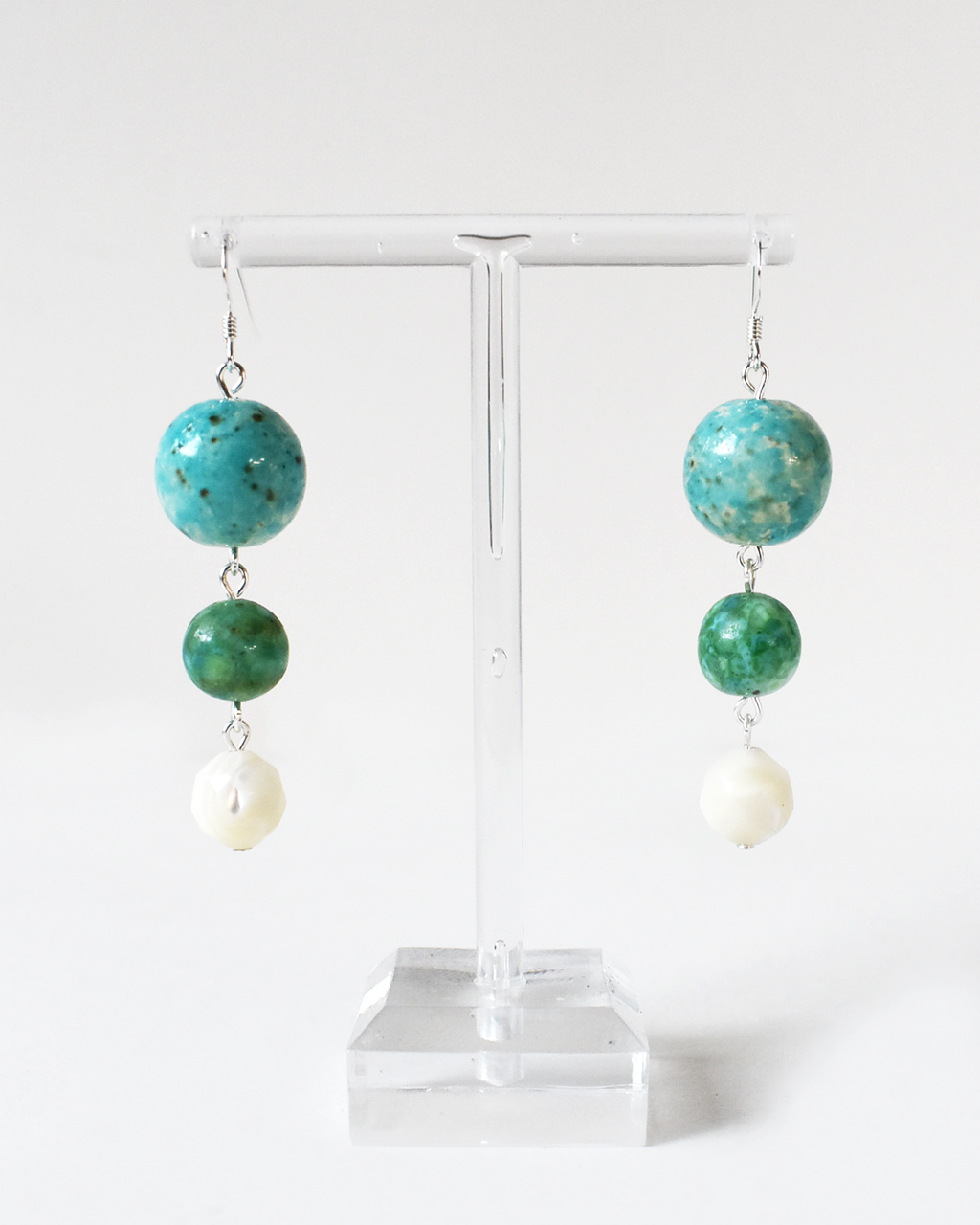 Mother of Pearl & Agate Hook Earrings