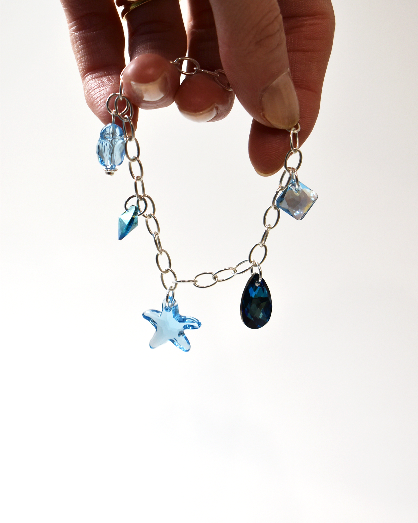 Soft Blue 'Coastal' Crystal Charm Bracelet